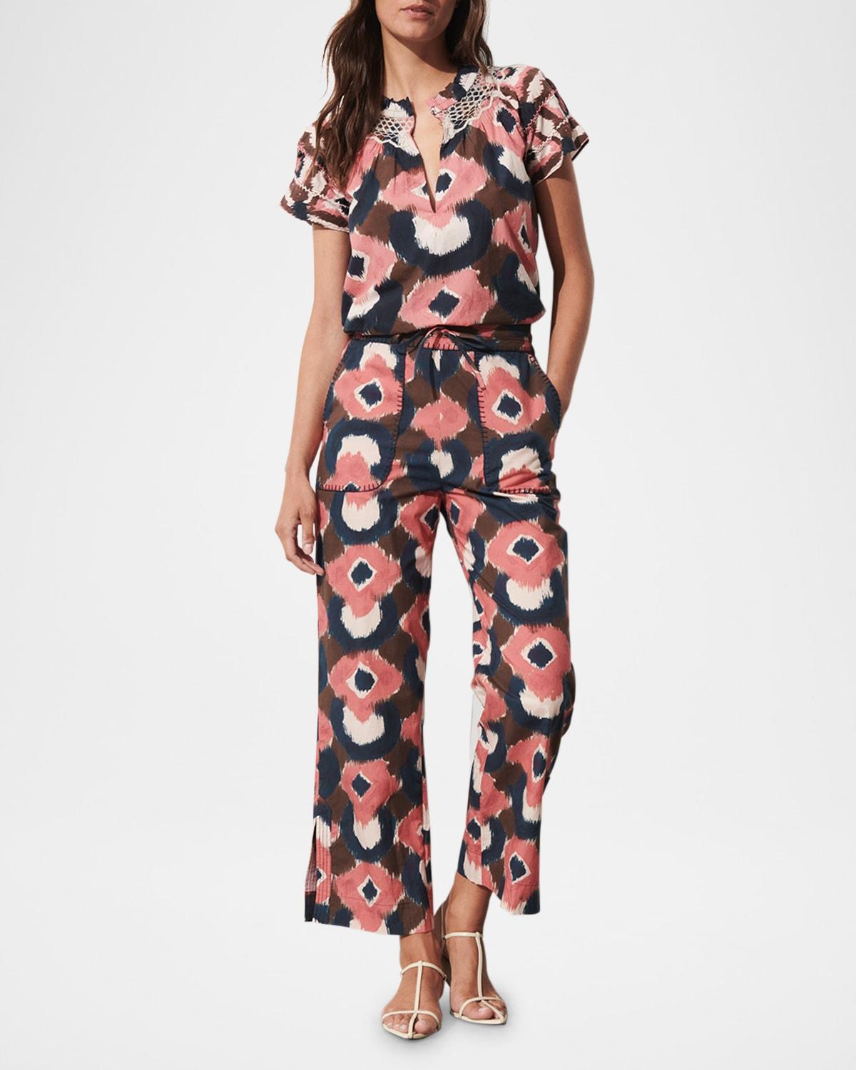 rosie printed short-sleeve cotton top