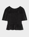 rosie smocked peplum-hem velvet blouse