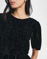 rosie smocked peplum-hem velvet blouse