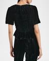 rosie smocked peplum-hem velvet blouse