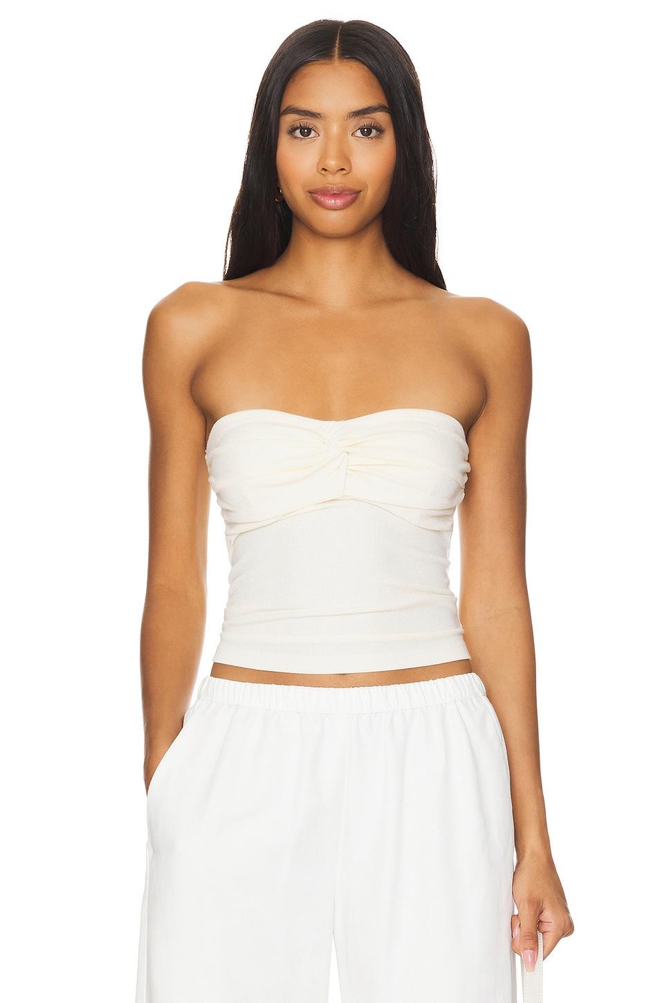 rosy strapless crop tank