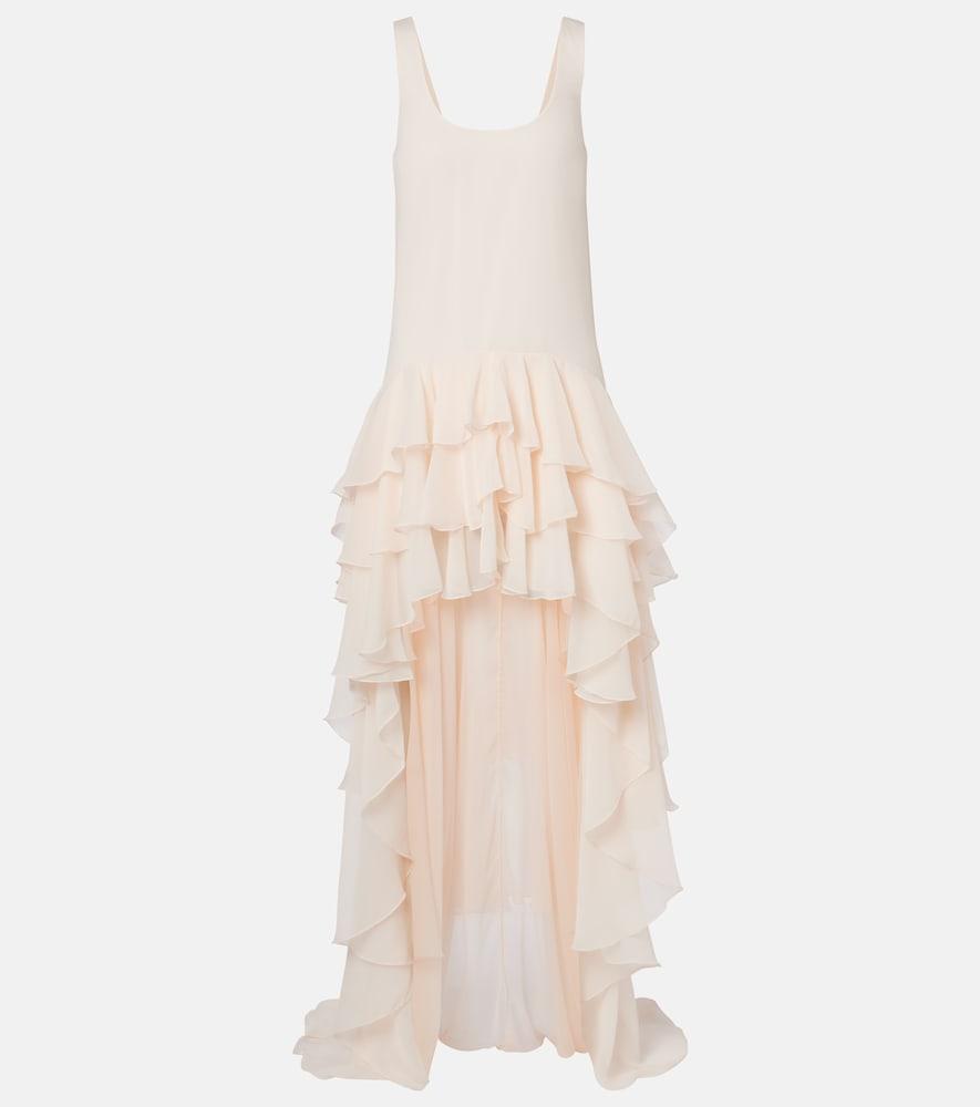 rotate asymmetric ruffled chiffon maxi dress