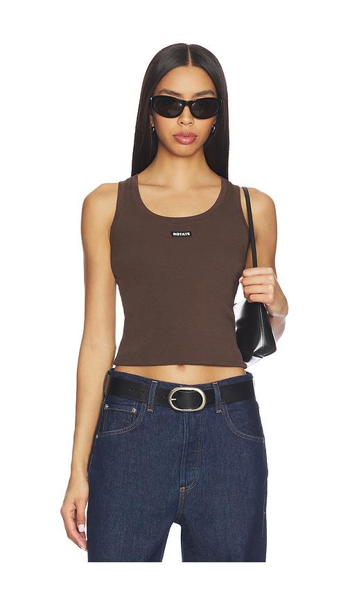 rotate basic tank top in brown.