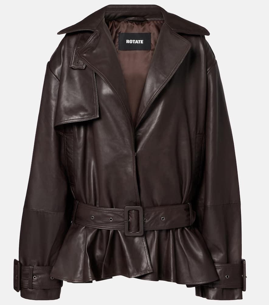 rotate belted leather biker jacket