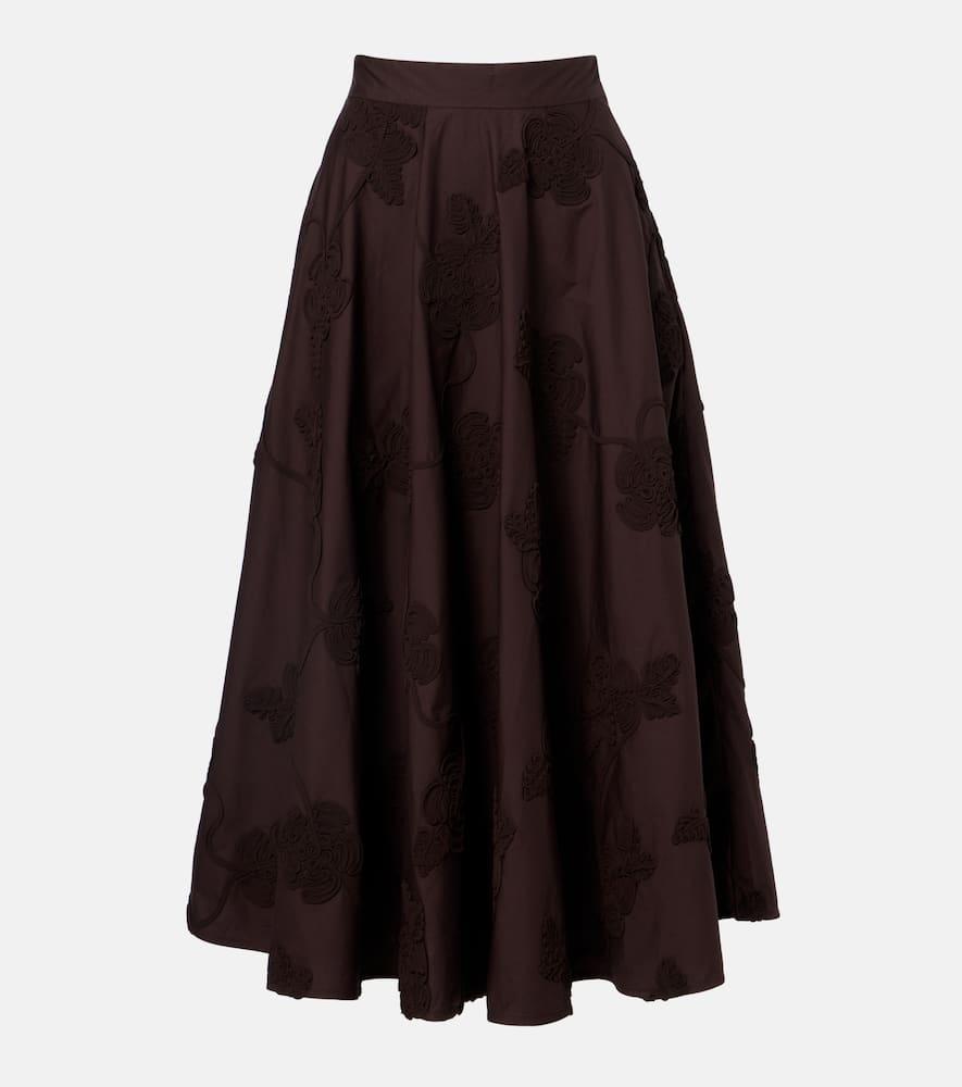 rotate berty embroidered cotton midi skirt