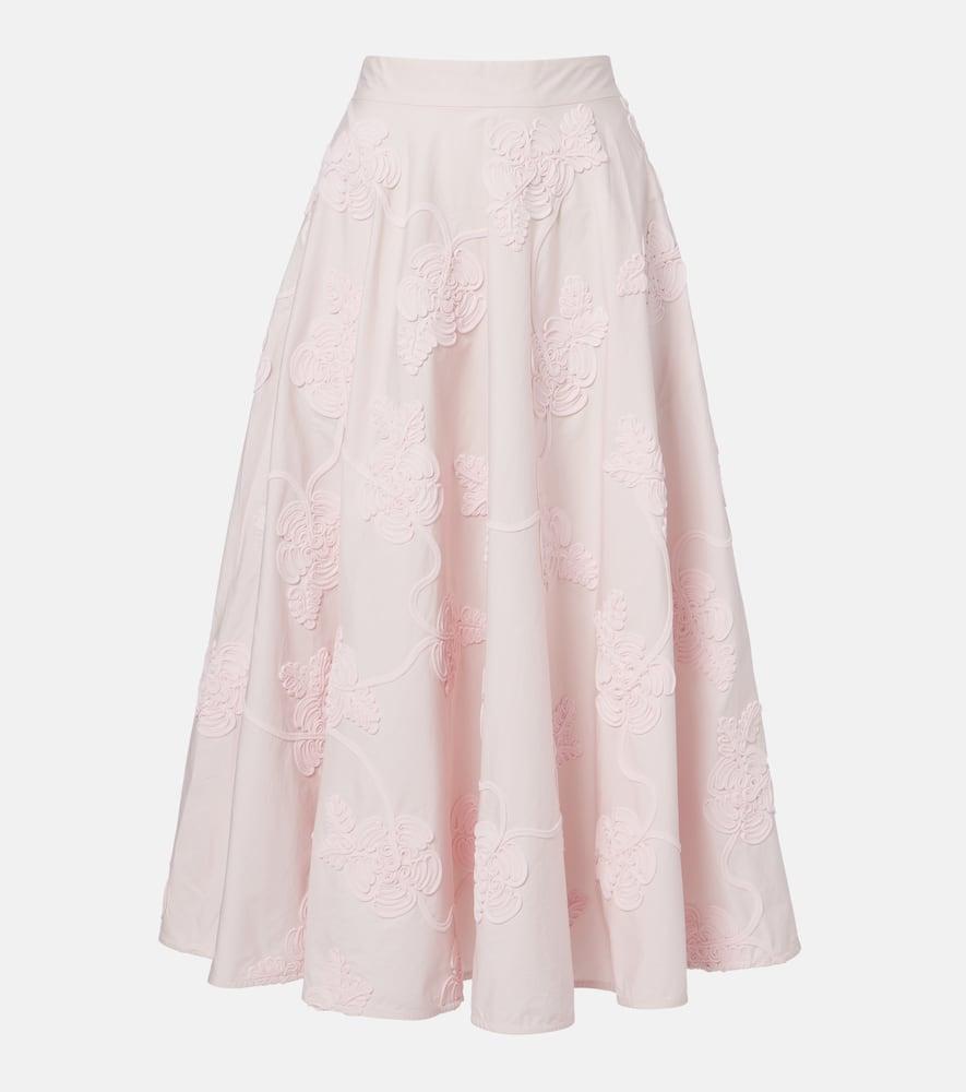 rotate berty embroidered cotton midi skirt
