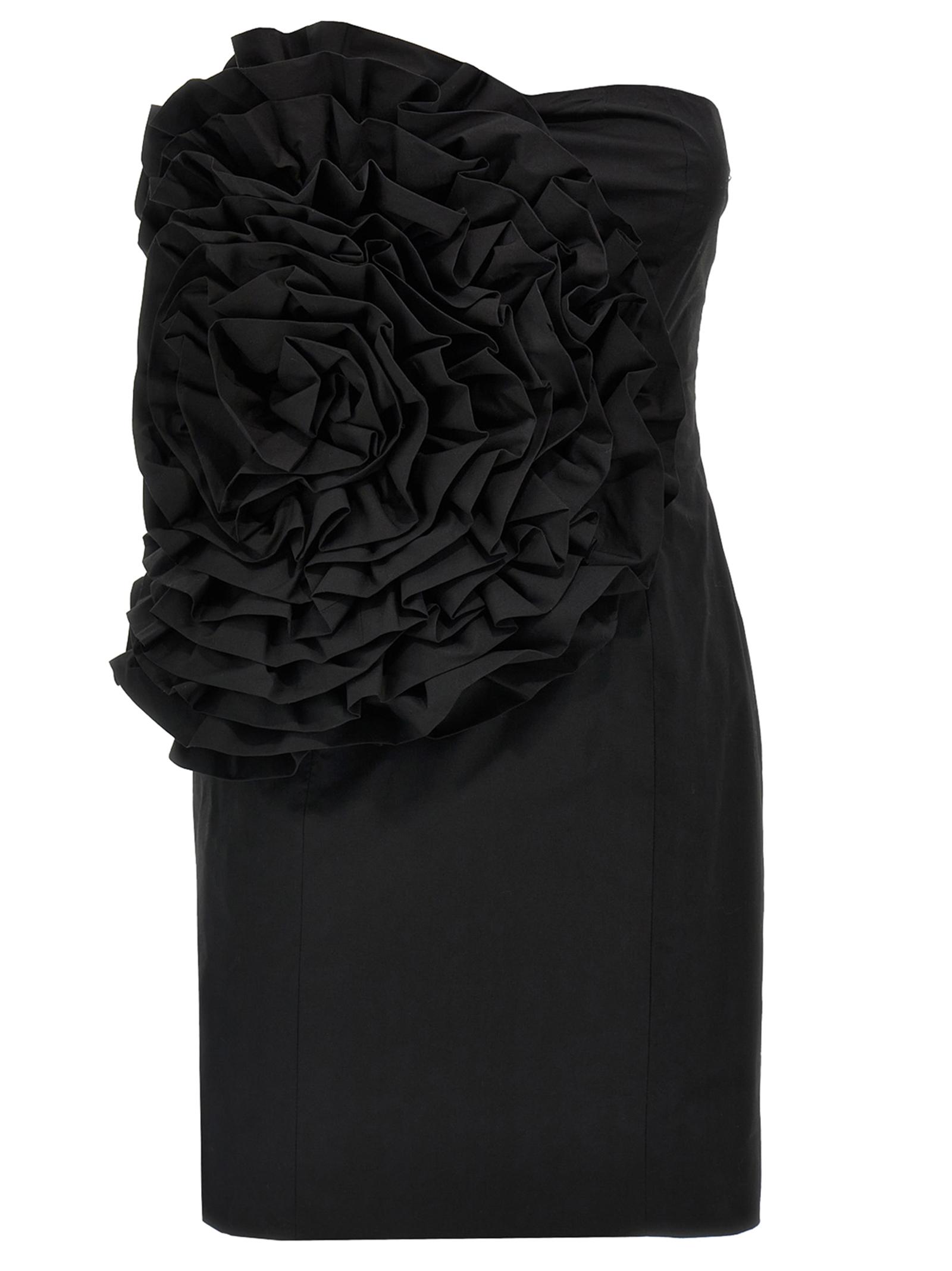 rotate birger christensen big flower mini dress black cotton - women