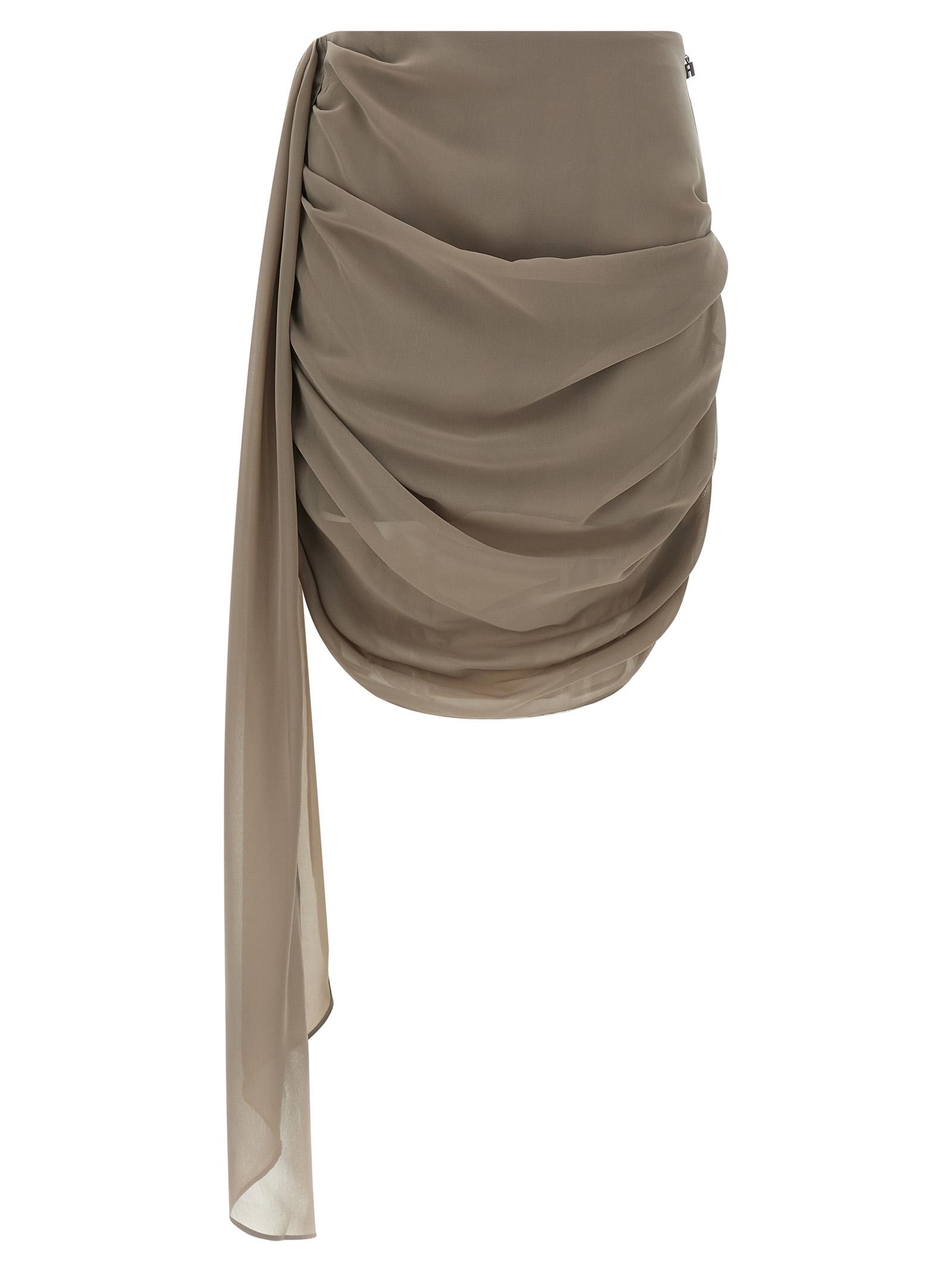 rotate birger christensen chiffon draped mini skirt beige polyester - women