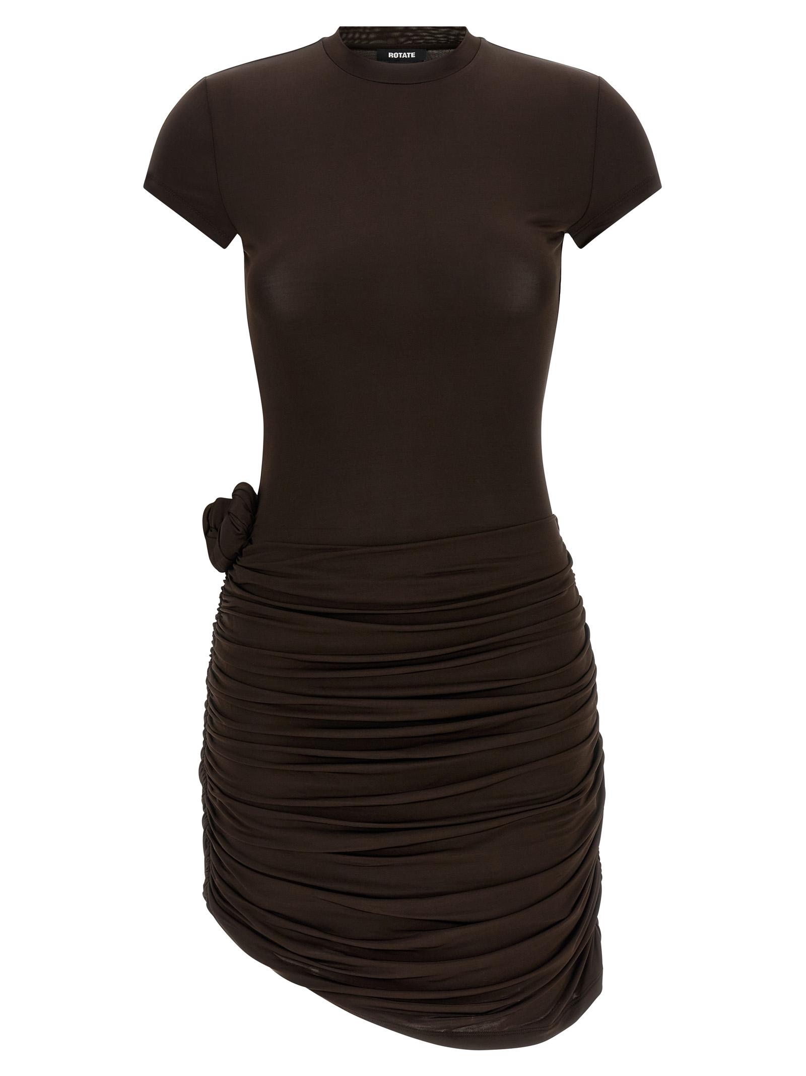 rotate birger christensen draped dress brown viscose - women