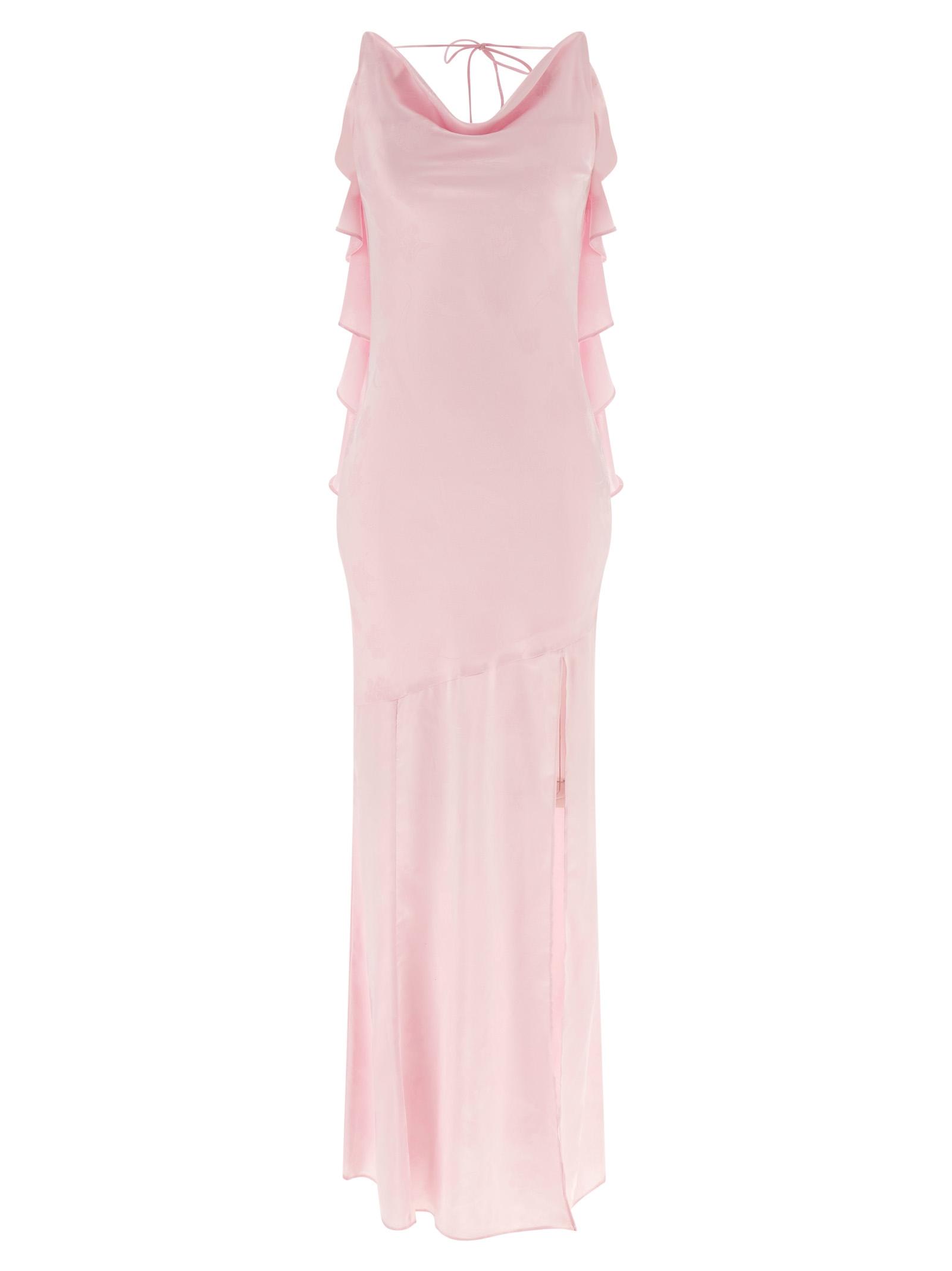 rotate birger christensen maxi waterfall dress pink polyester - women