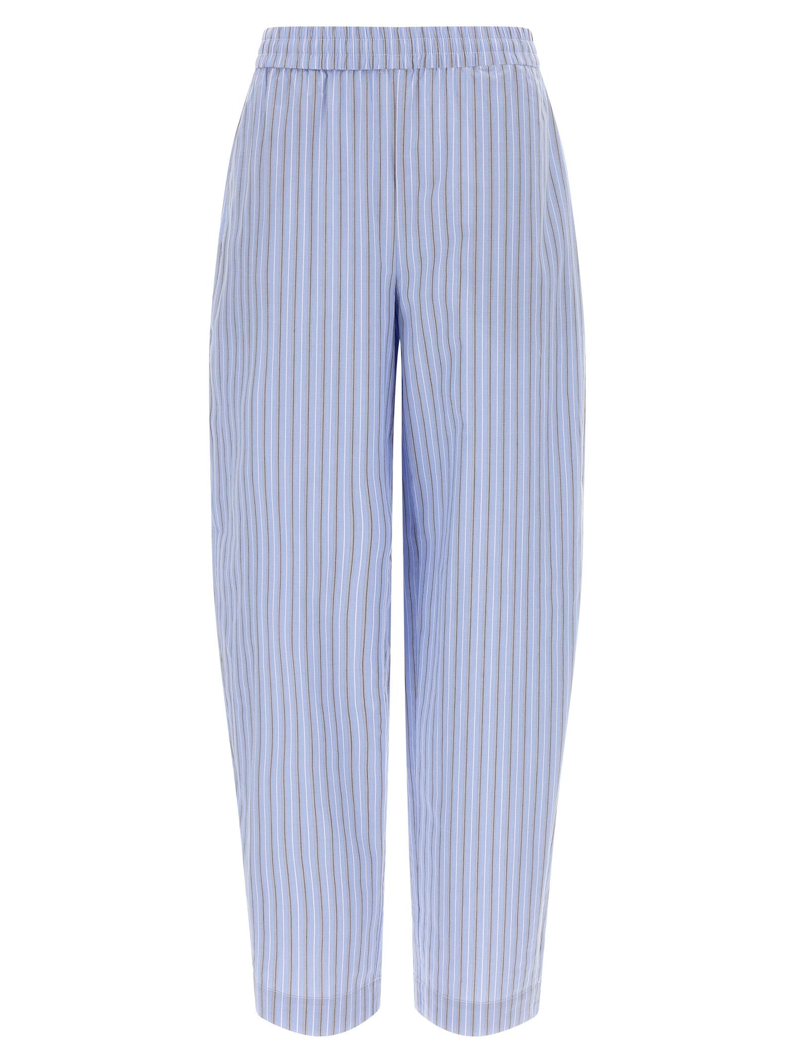 rotate birger christensen poplin tapered pants light blue cotton - women