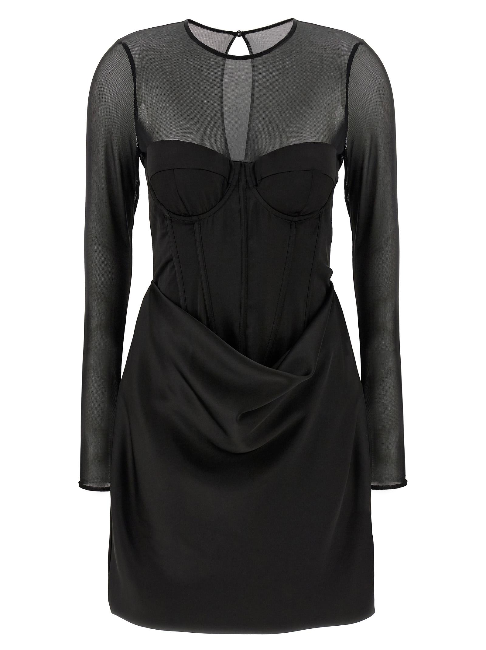 rotate birger christensen satin corset mini dress black polyester - women