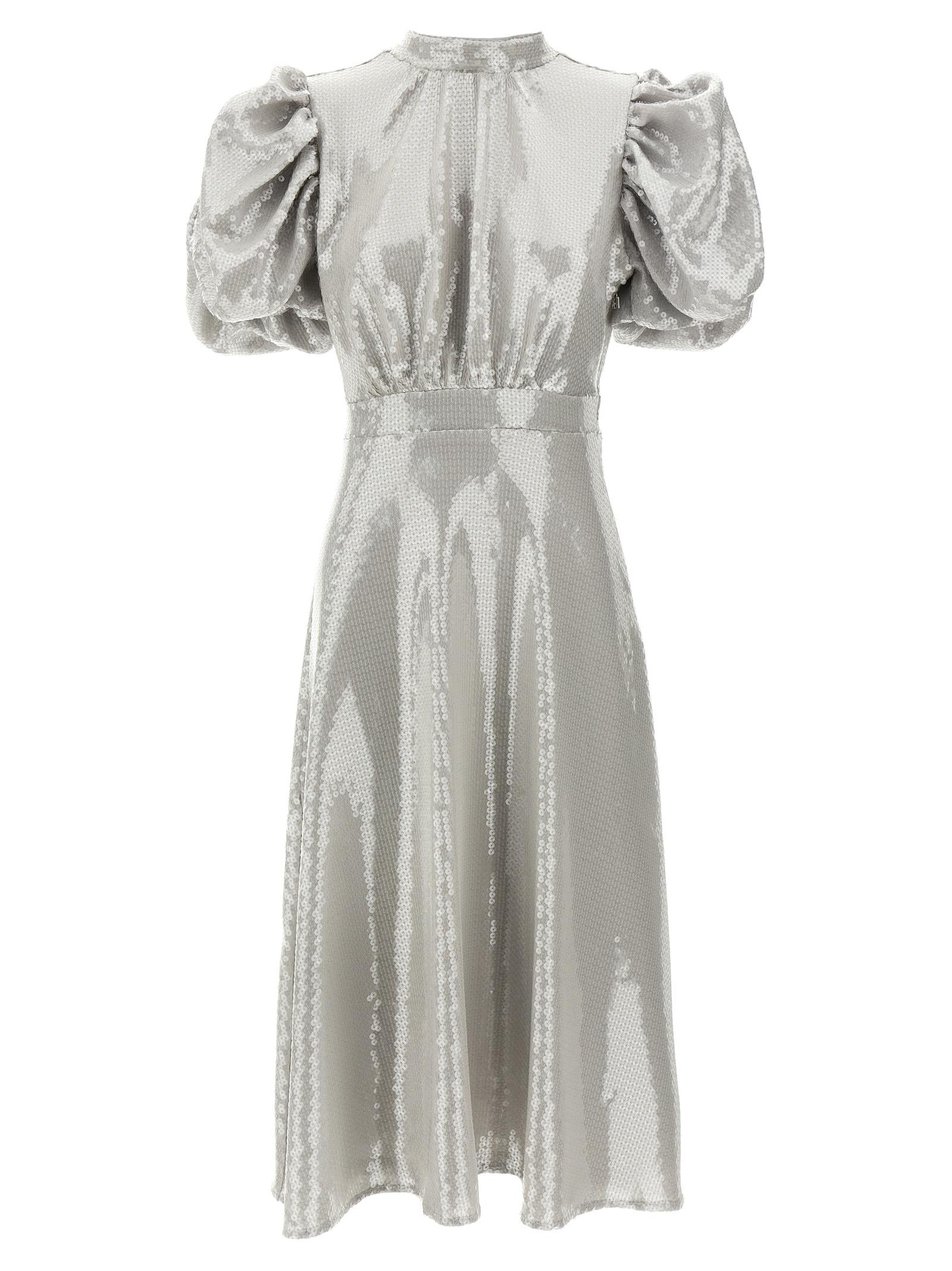 rotate birger christensen sequin midi dress gray polyester - women