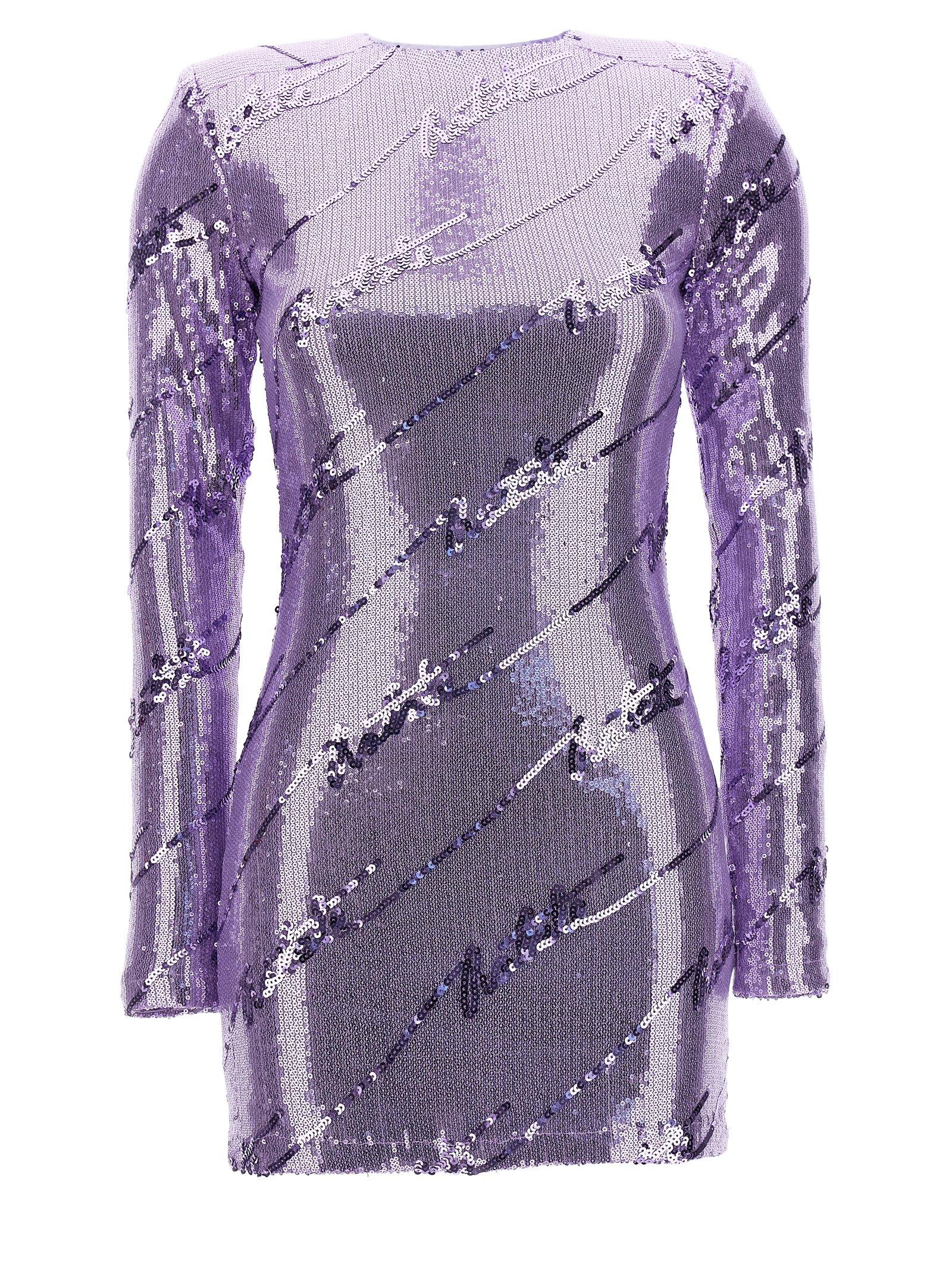 rotate birger christensen sequin mini dress purple polyester skirt - women