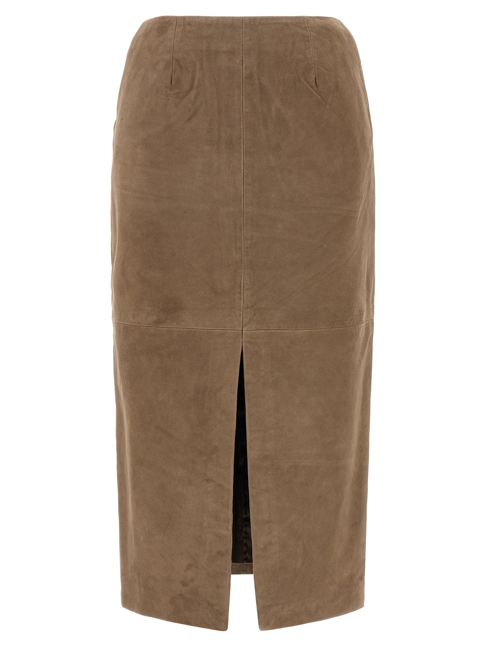rotate birger christensen suede skirt beige - women