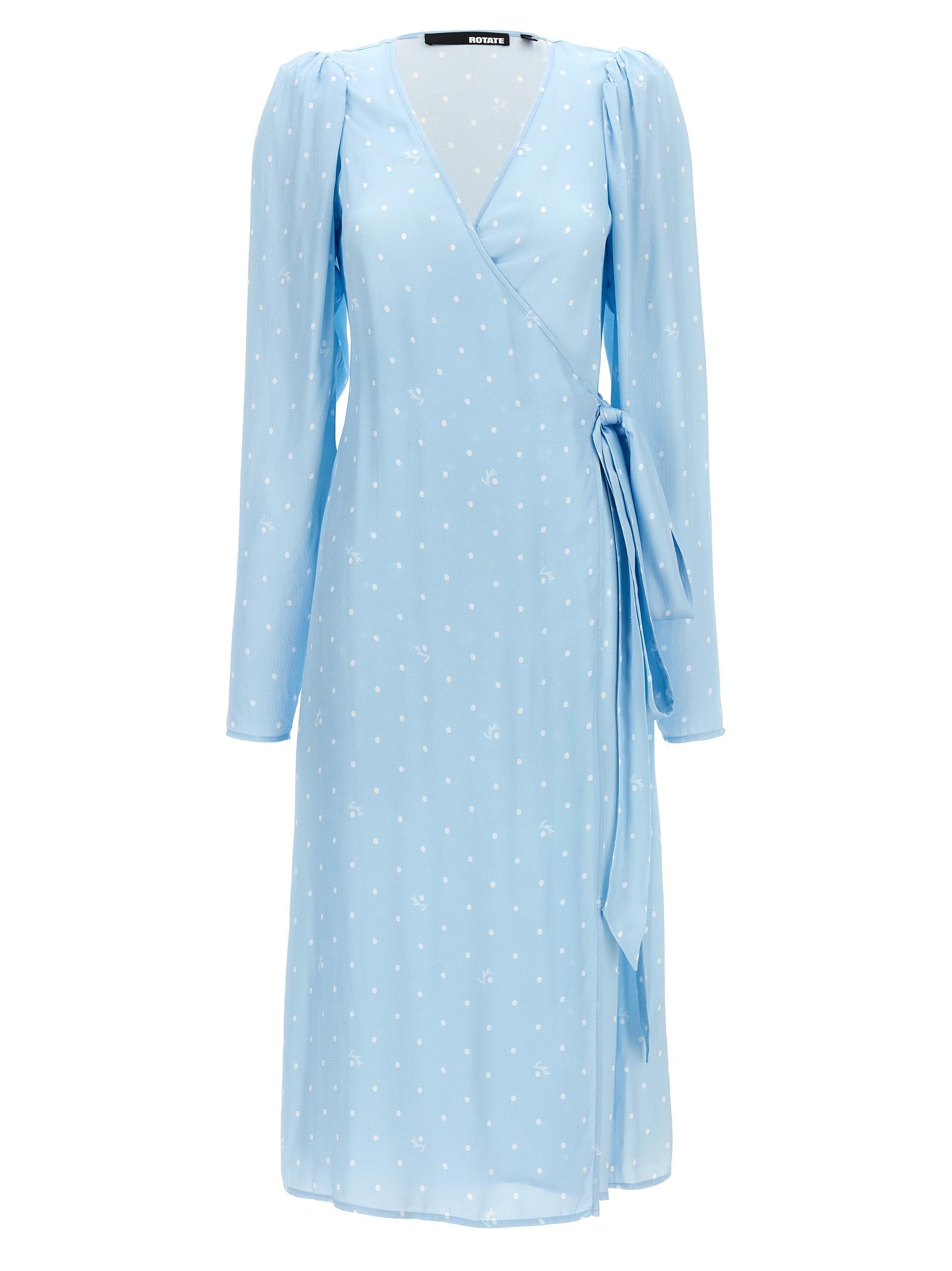 rotate birger christensen textured midi wrap dress light blue viscose - women