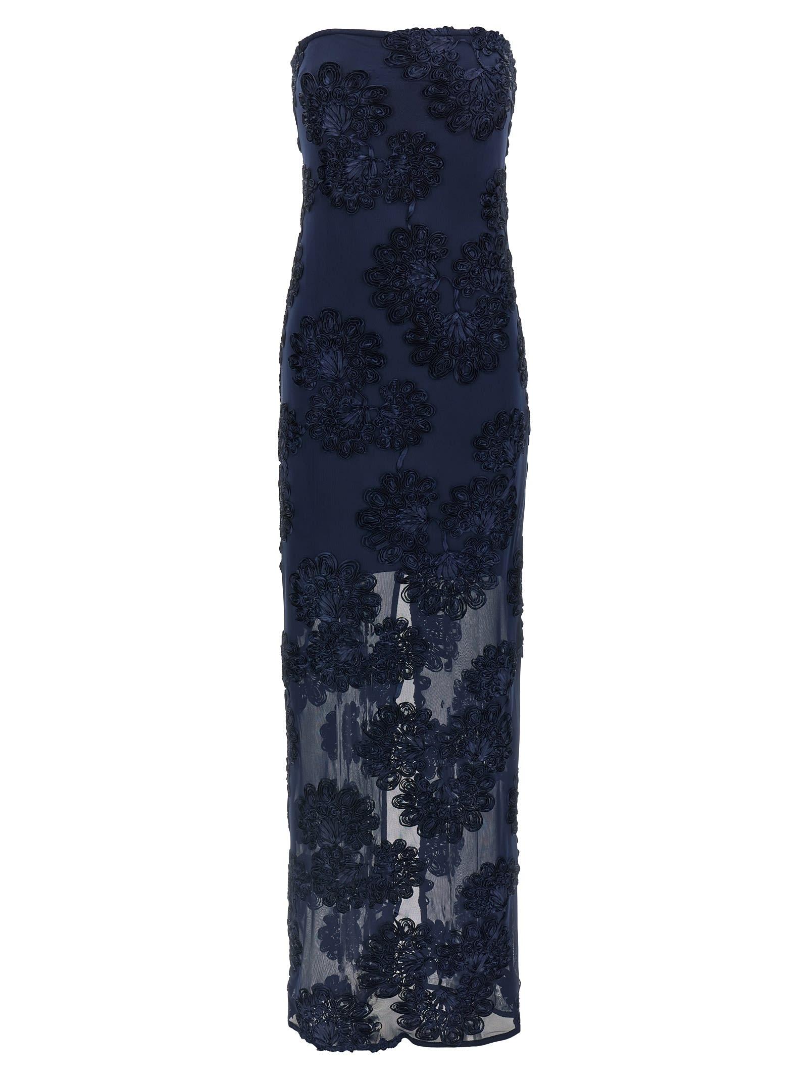 rotate by birger christensen 3d mesh maxi dress