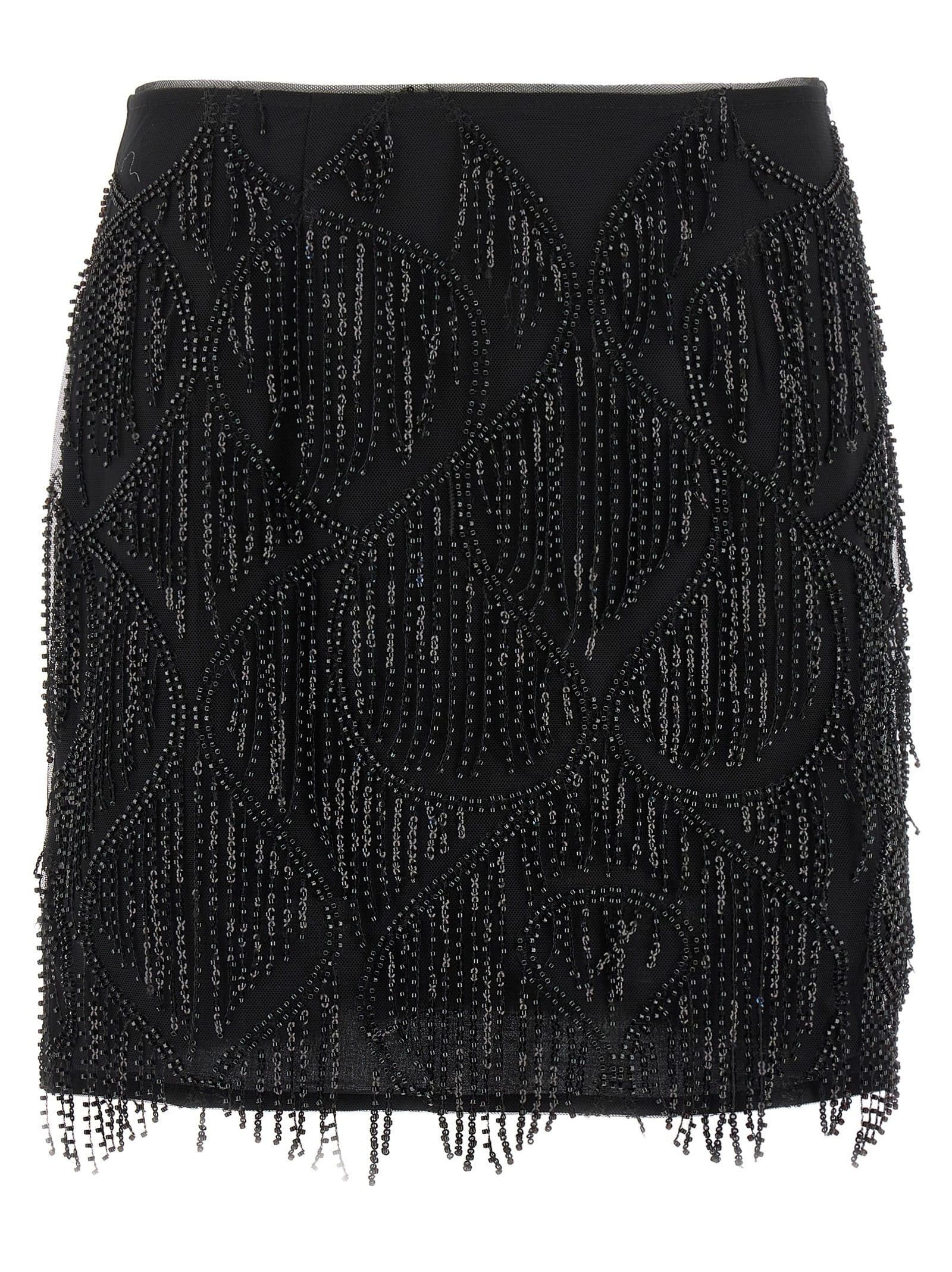 rotate by birger christensen beaded fringed skirt
