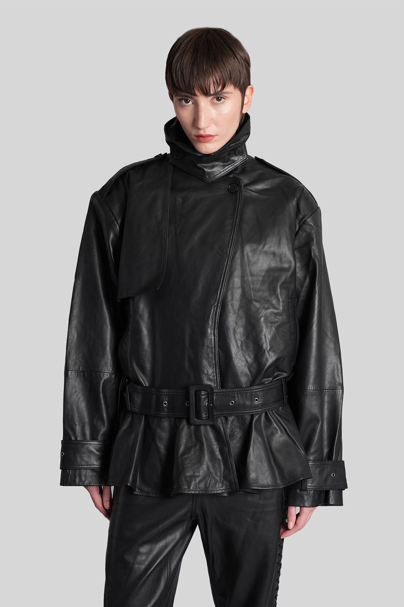 rotate by birger christensen biker jacket in black leather
