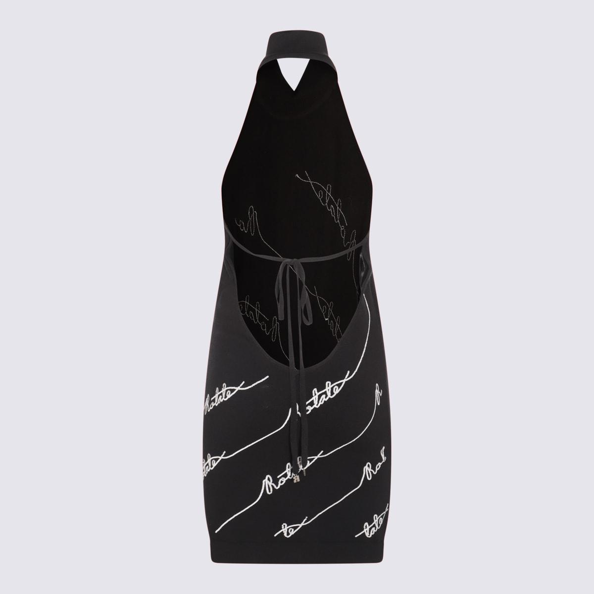 rotate by birger christensen black cotton blend stretch dress