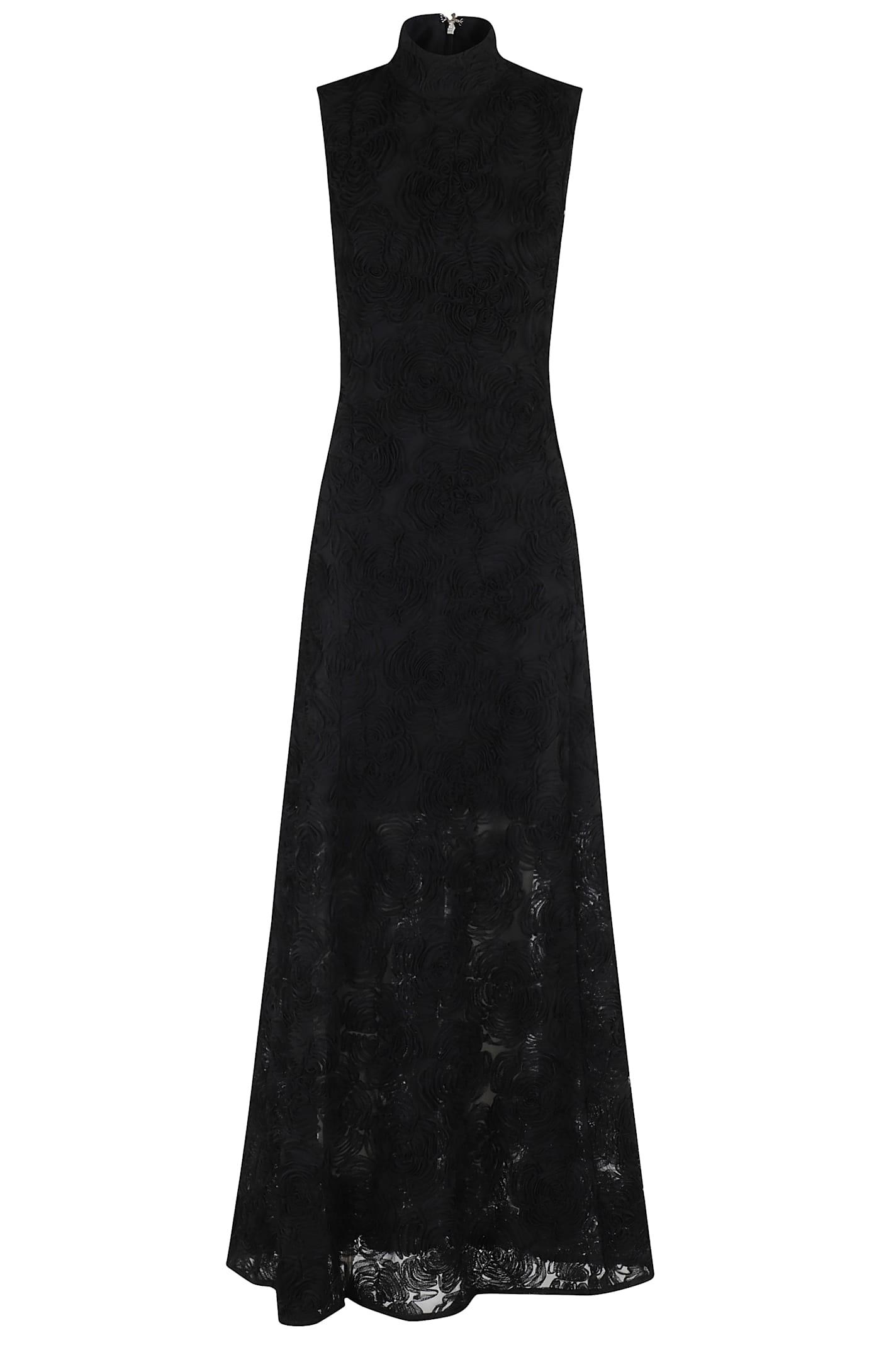 rotate by birger christensen black maxi dress in recycled polyester floral mesh