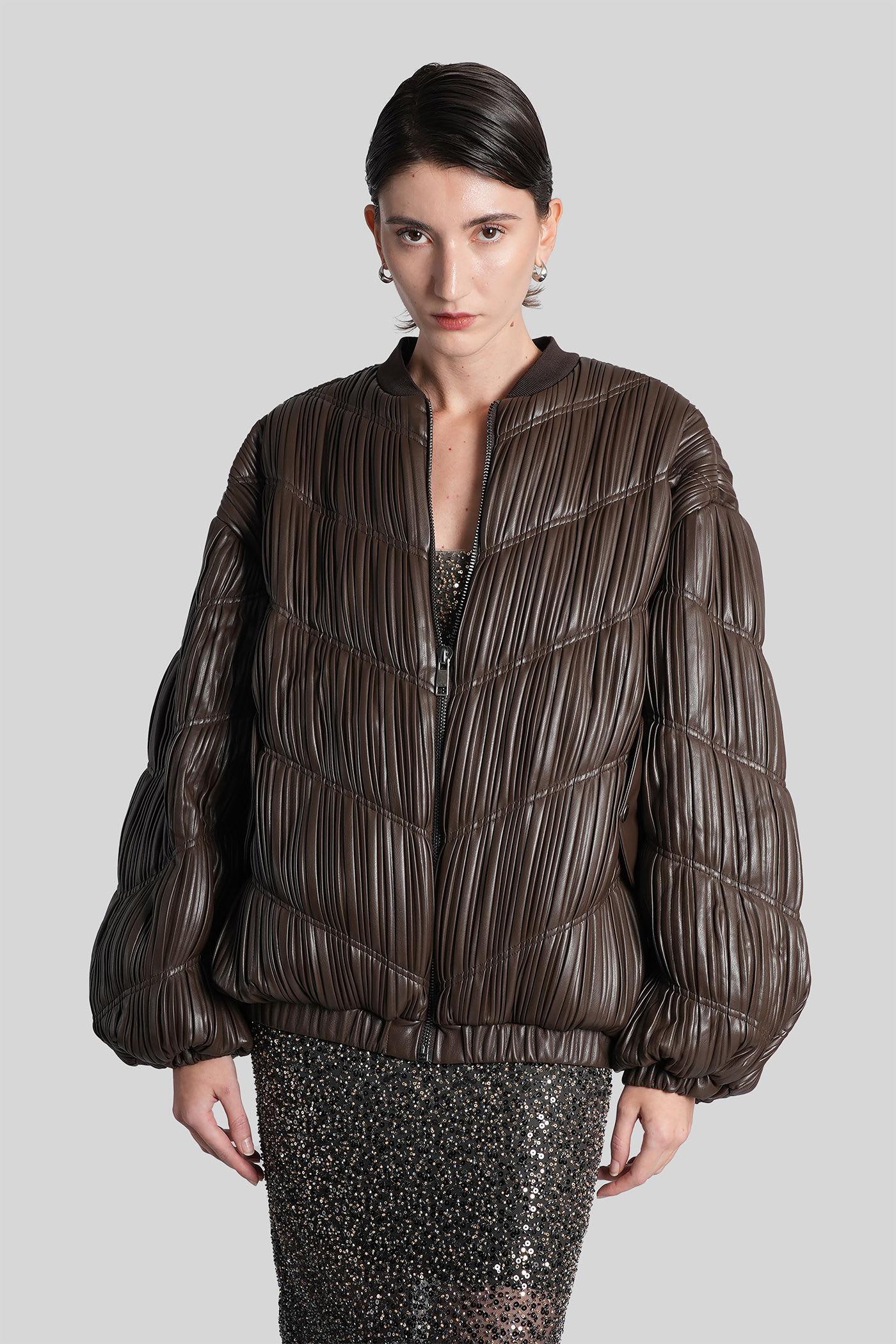 rotate by birger christensen bomber jacket in brown polyester