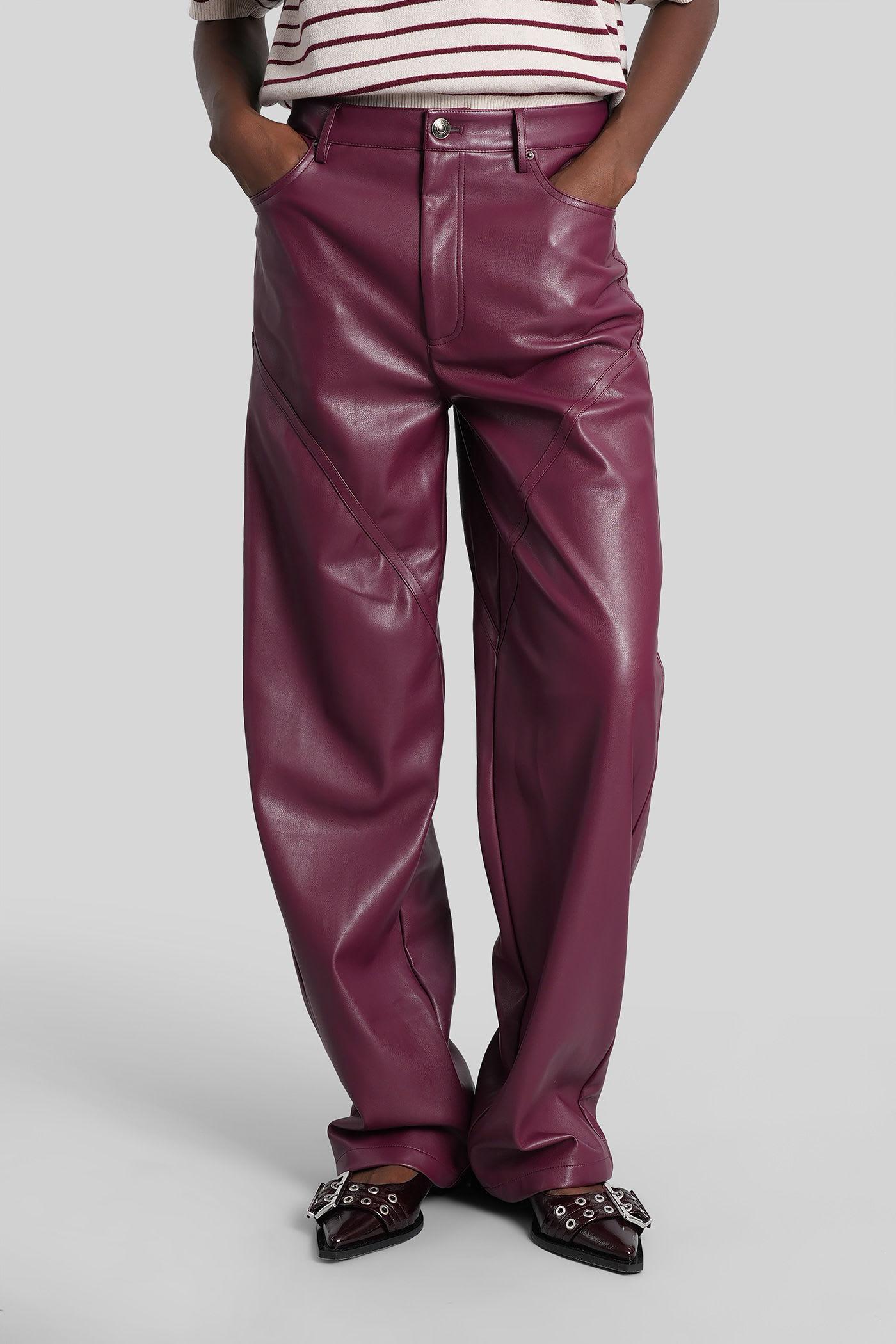 rotate by birger christensen burgundy polyester pants