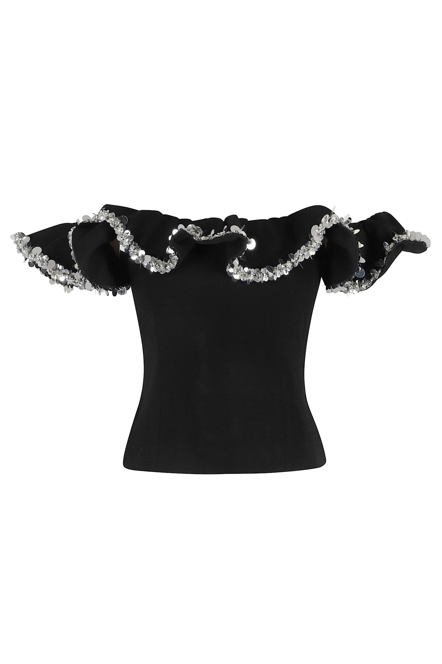 rotate by birger christensen crepe ruffle top