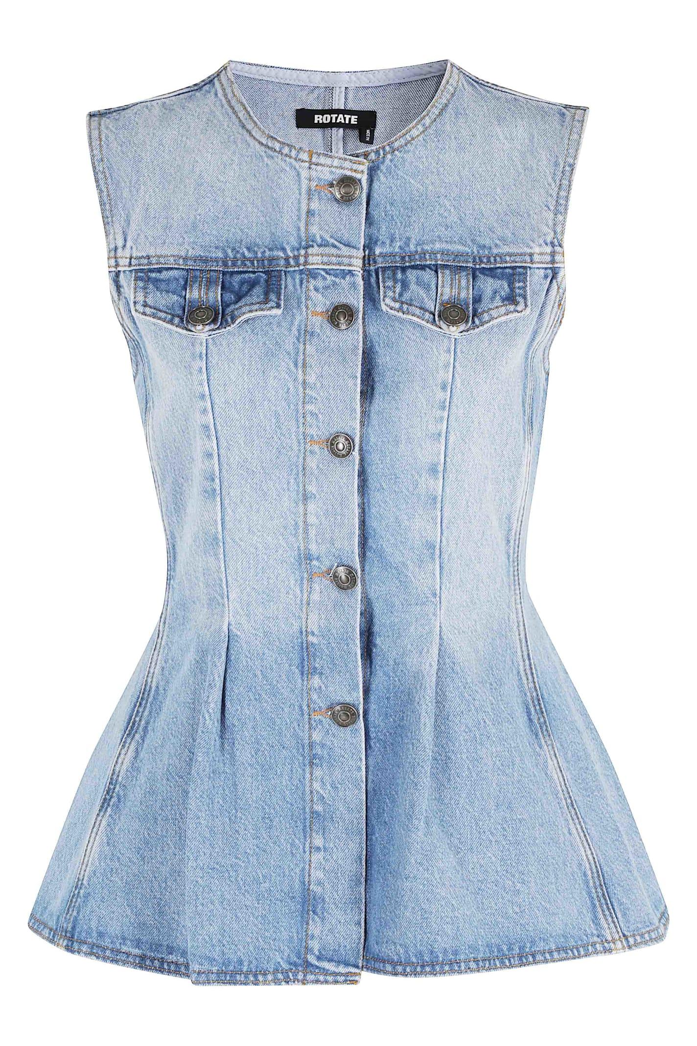 rotate by birger christensen flared denim top