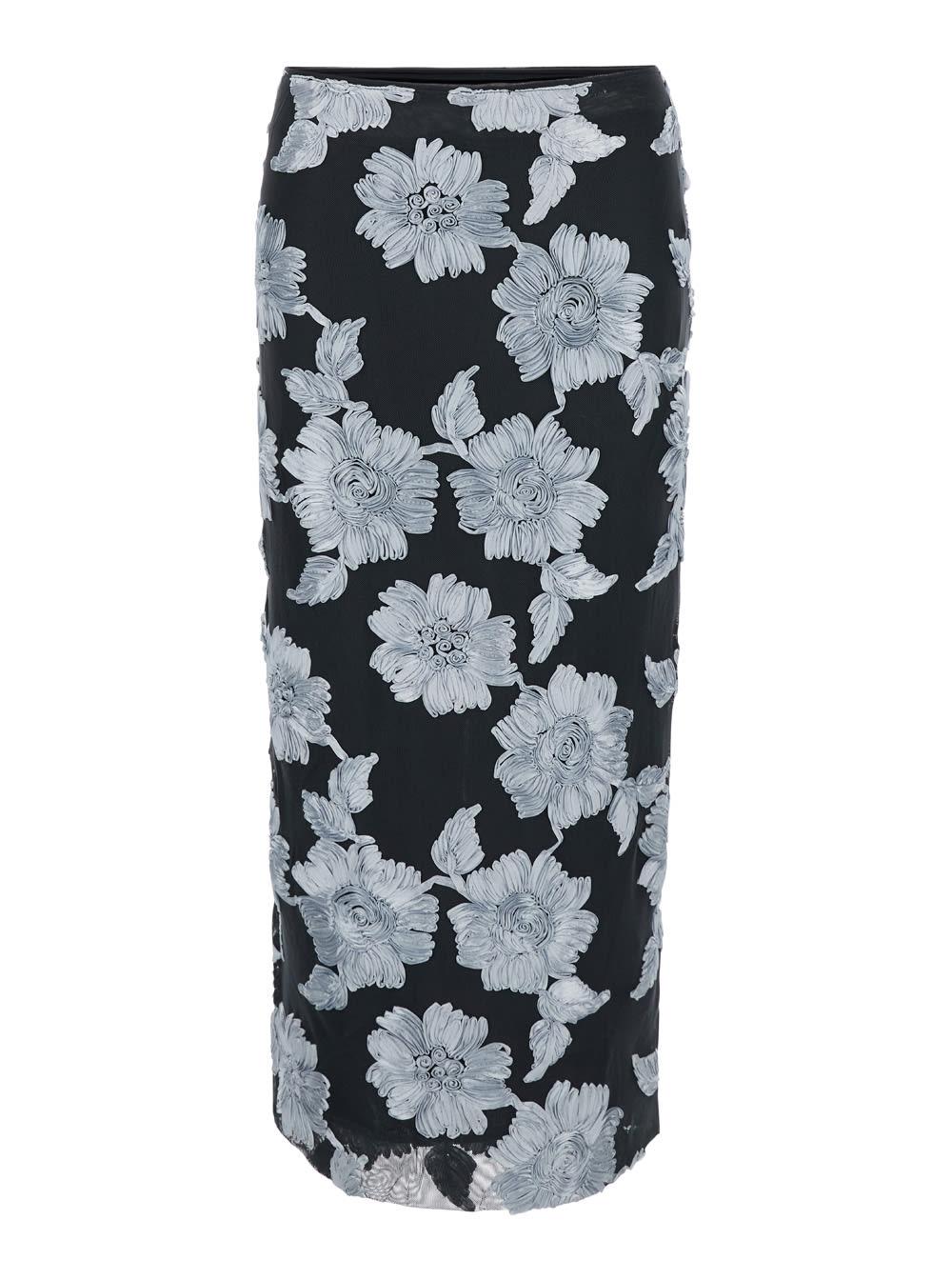 rotate by birger christensen flower mesh pencil skirt