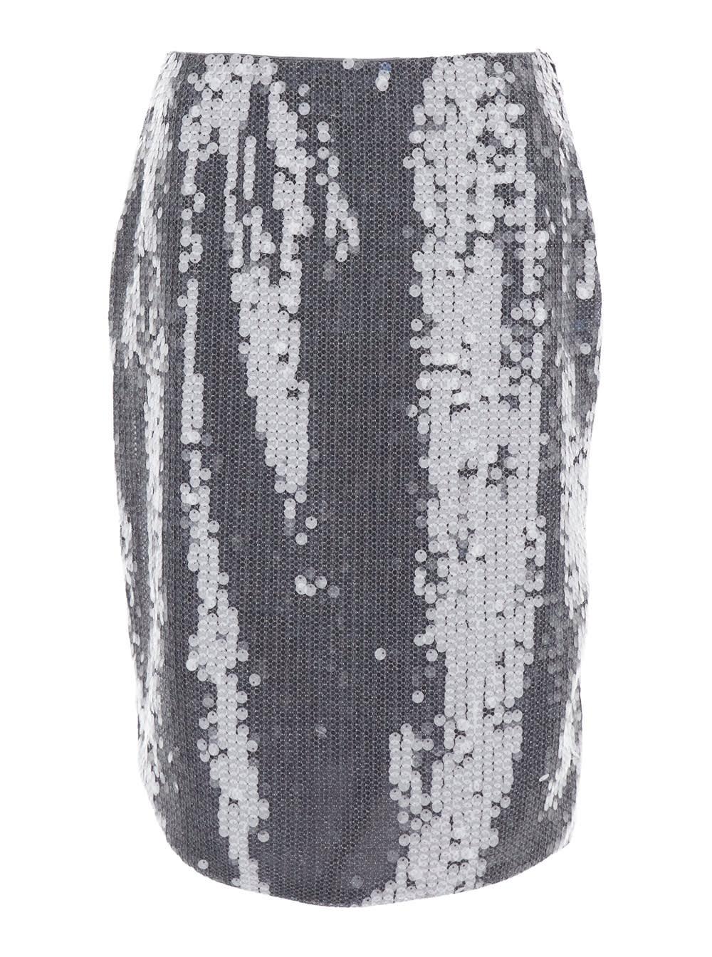 rotate by birger christensen grey skirt with all-over sequins in tech fabric woman