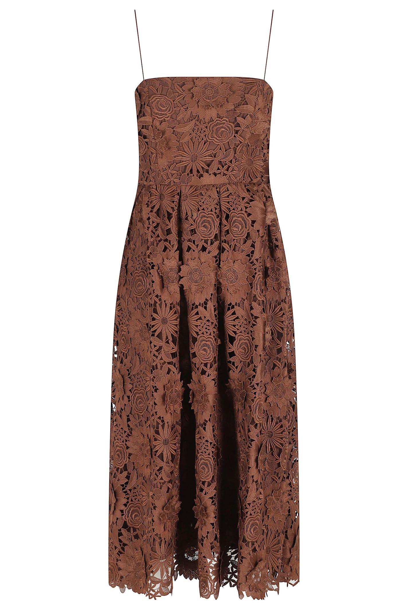 rotate by birger christensen lace flared midi dress