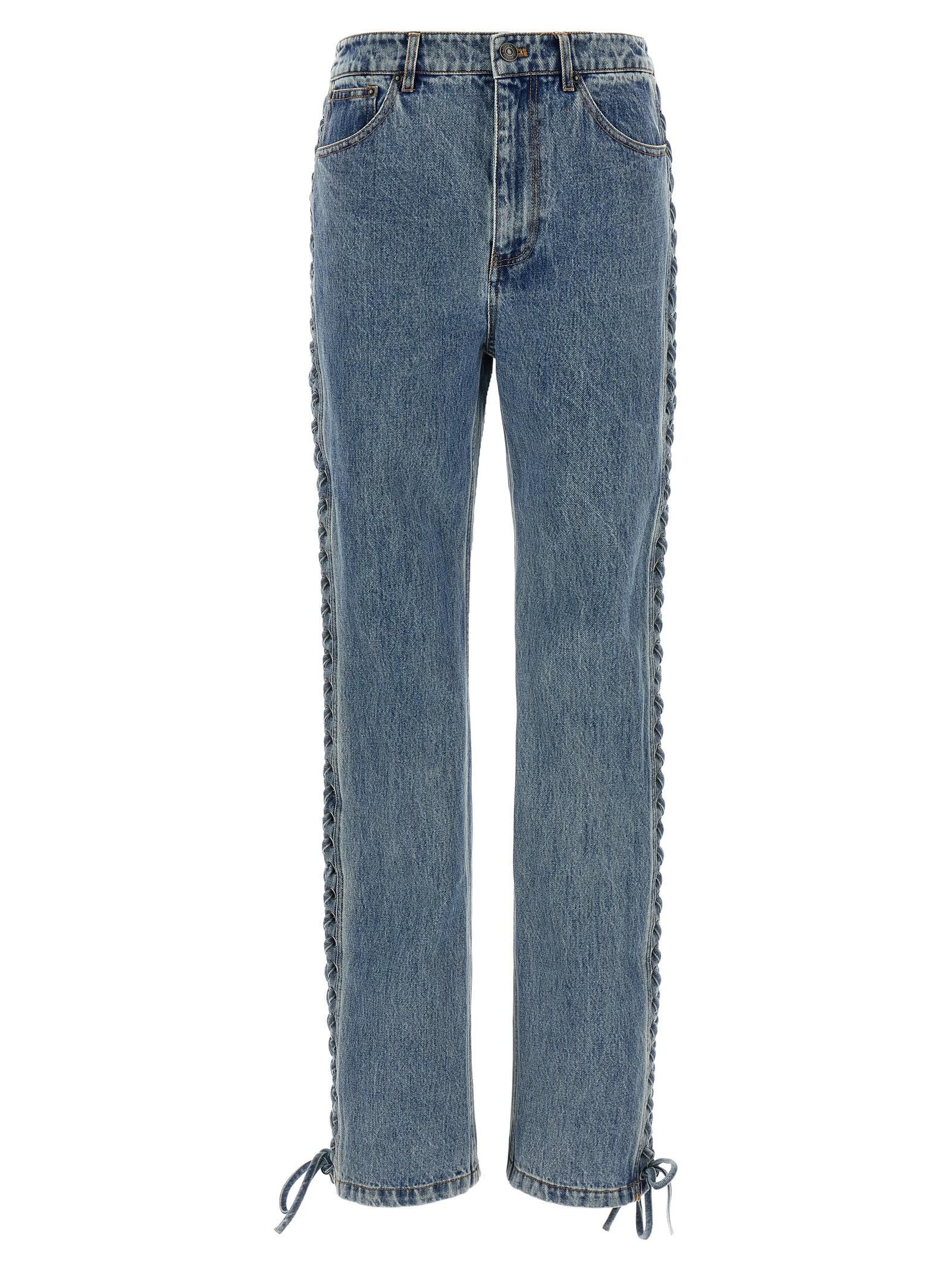 rotate by birger christensen laced straight leg jeans