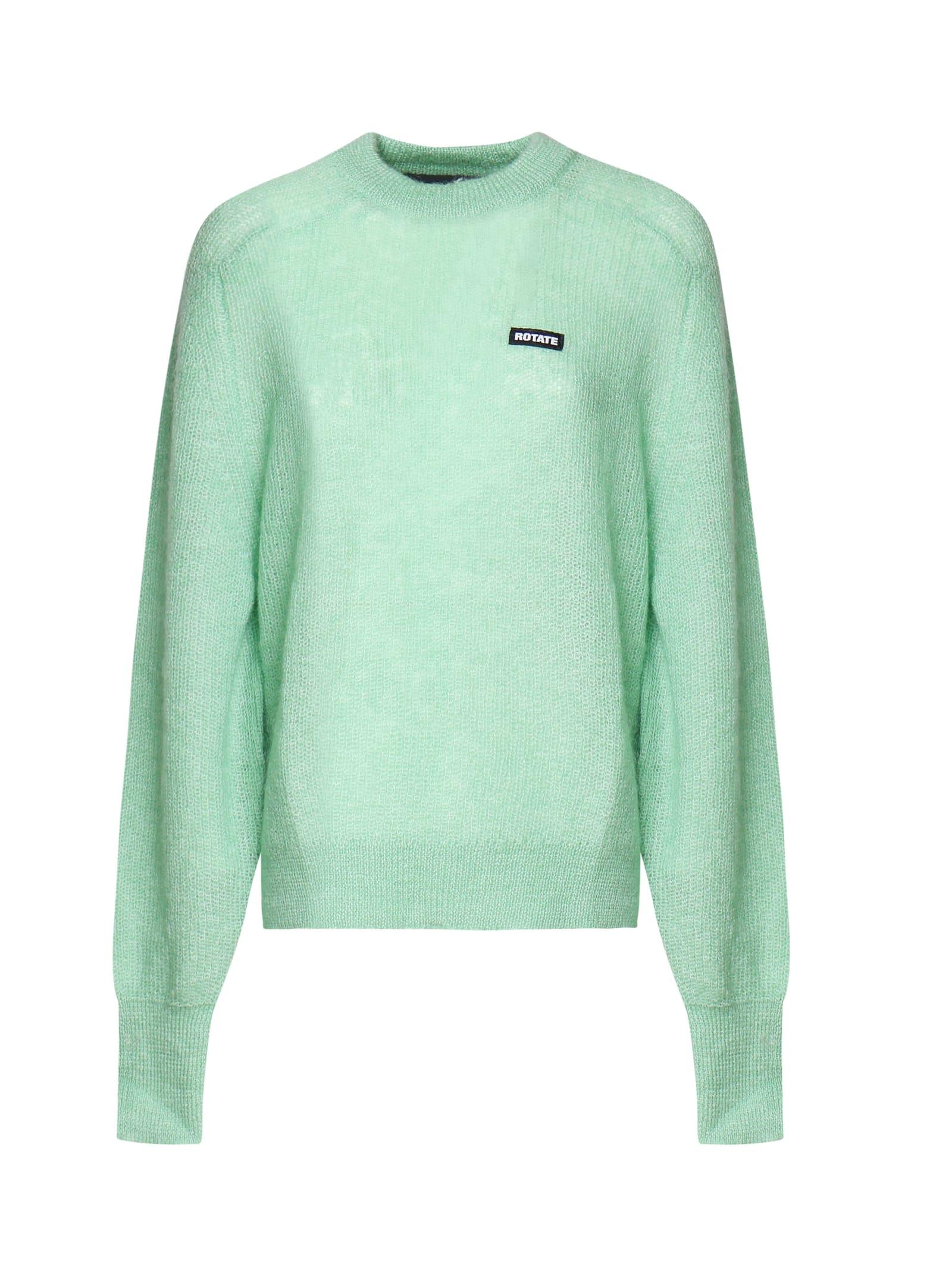 rotate by birger christensen logo detail rib trim knit sweater