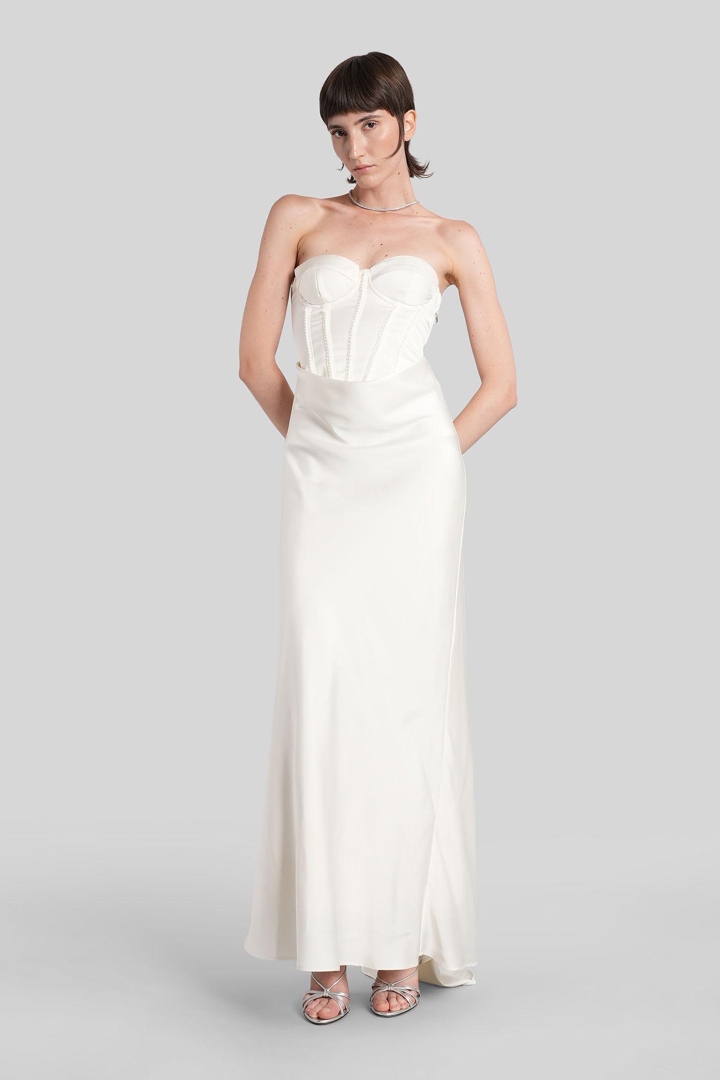 rotate by birger christensen long dress in beige polyester