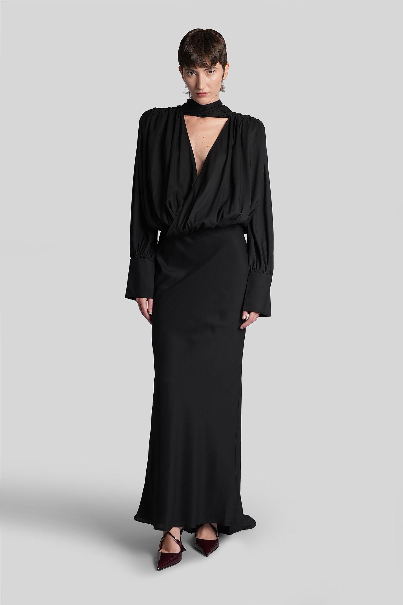 rotate by birger christensen long dress in black polyester