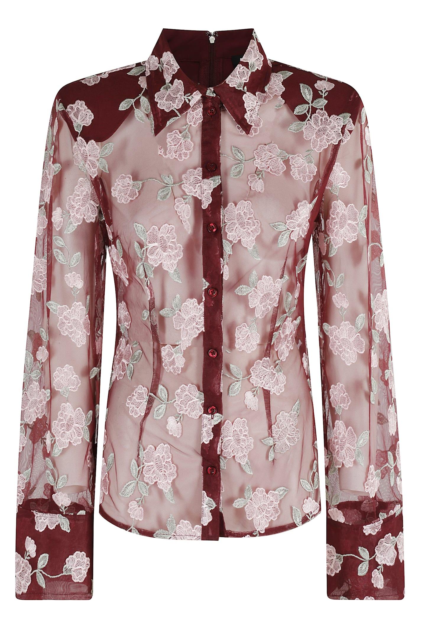 rotate by birger christensen mesh fitted shirt