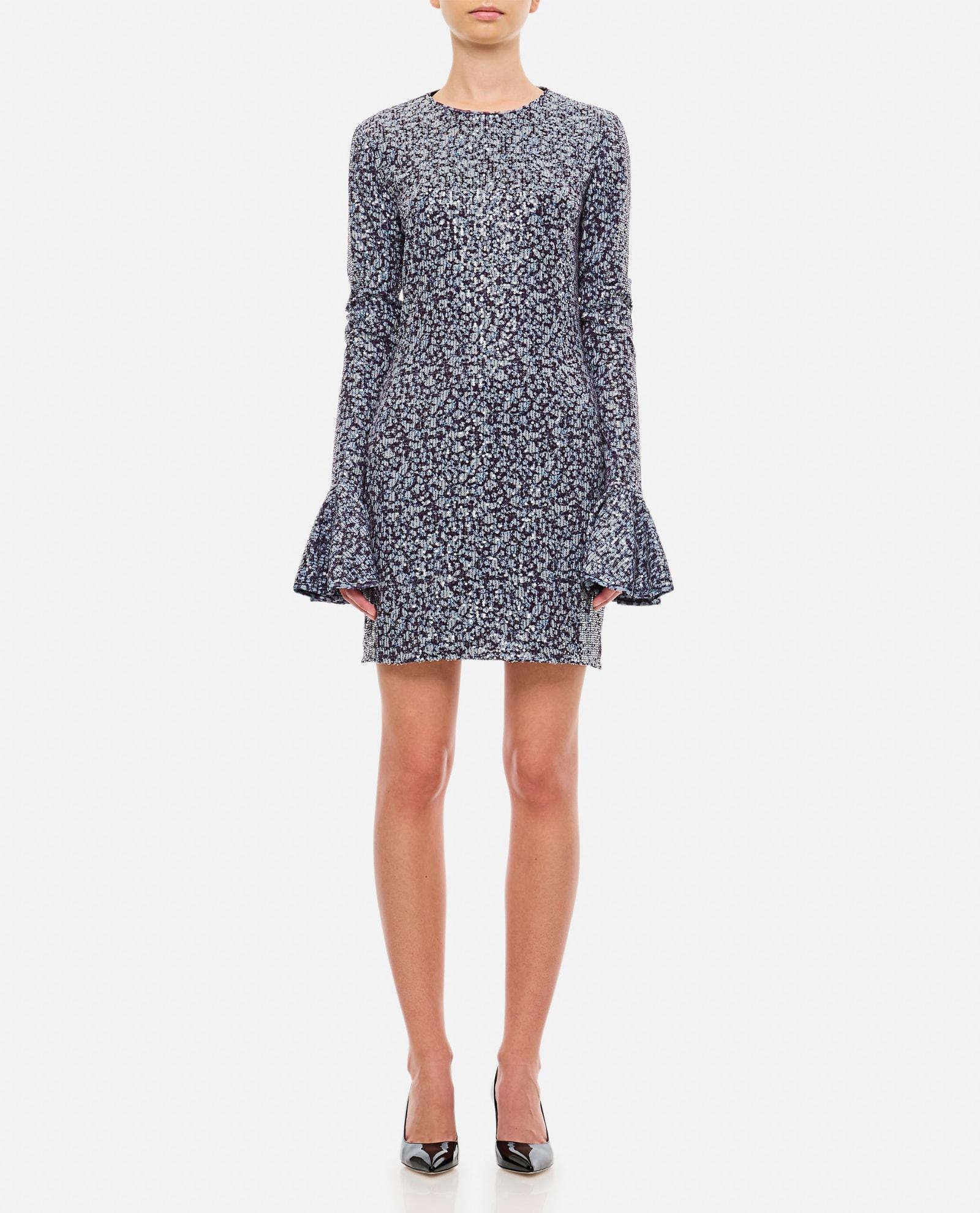 rotate by birger christensen mini blue backless dress with all-over sequins woman