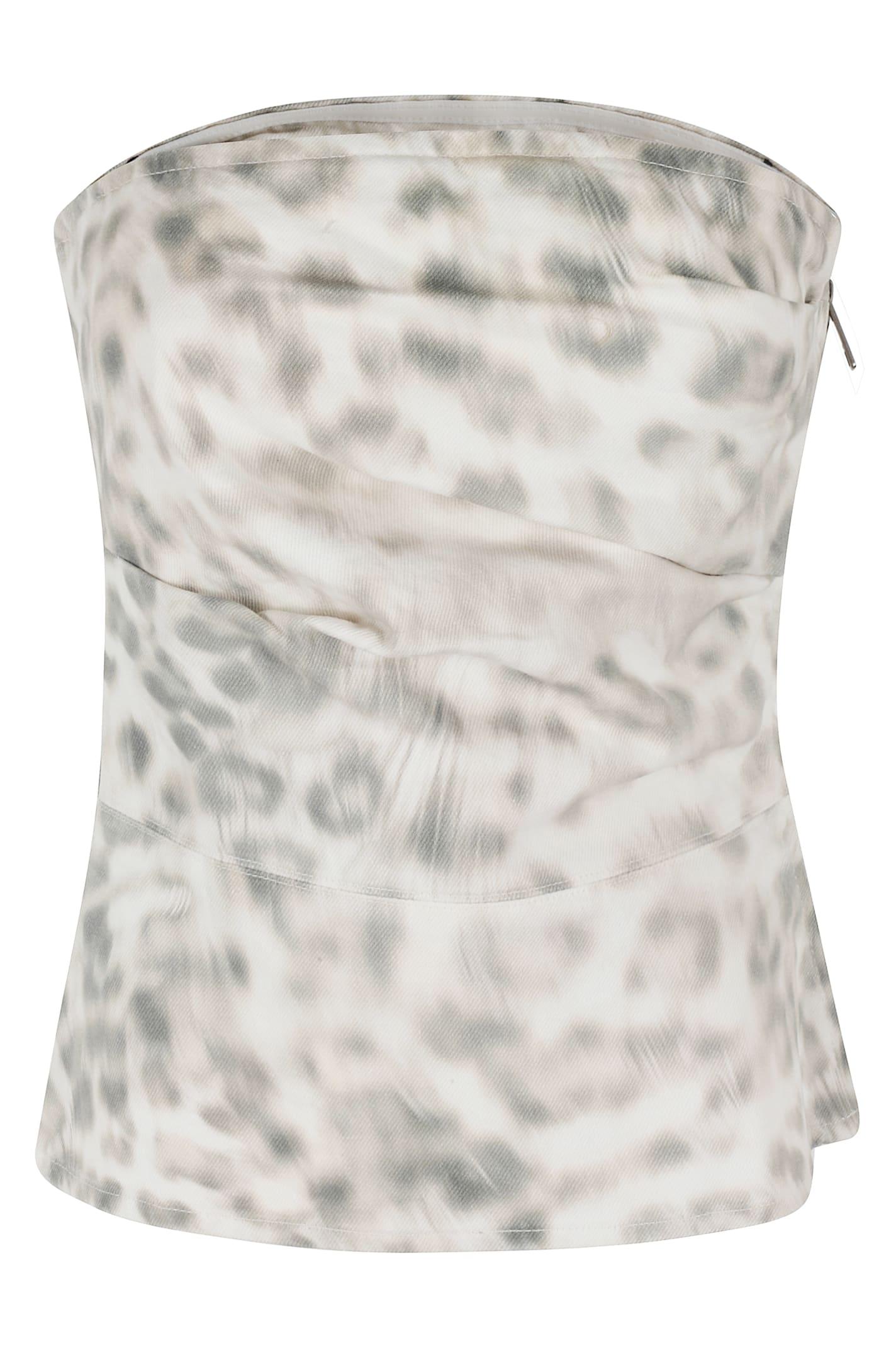 rotate by birger christensen printed denim top