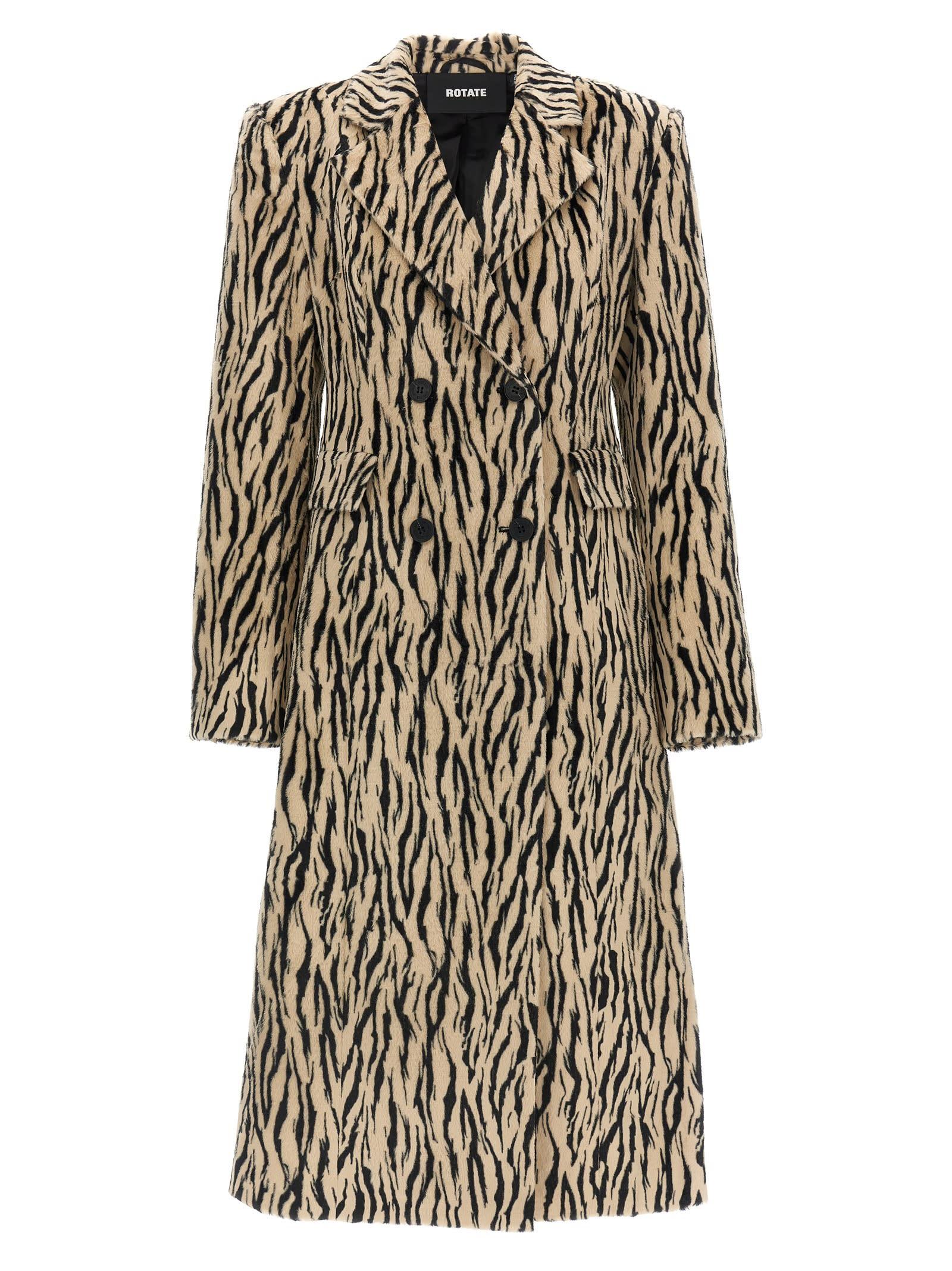 rotate by birger christensen printed faux fur coat