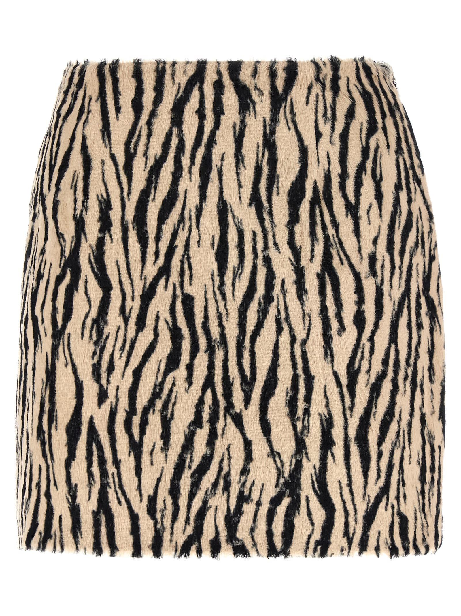 rotate by birger christensen printed faux fur skirt