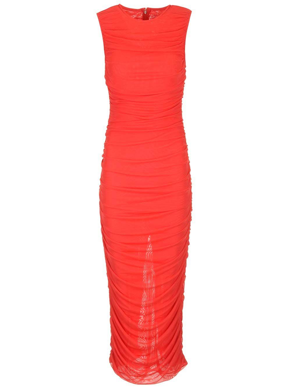 rotate by birger christensen red midi dress with ruffles