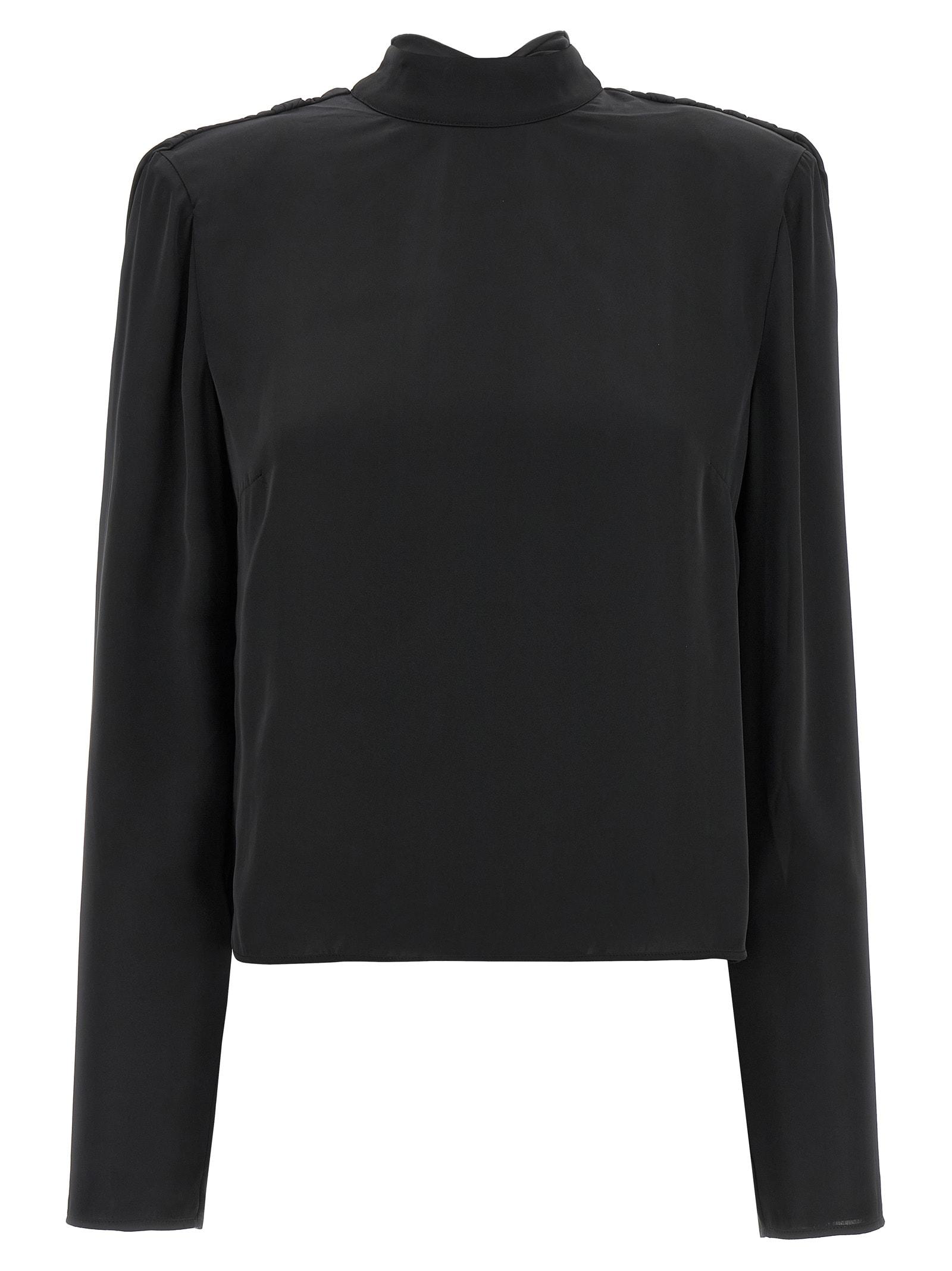 rotate by birger christensen satin drapy back top