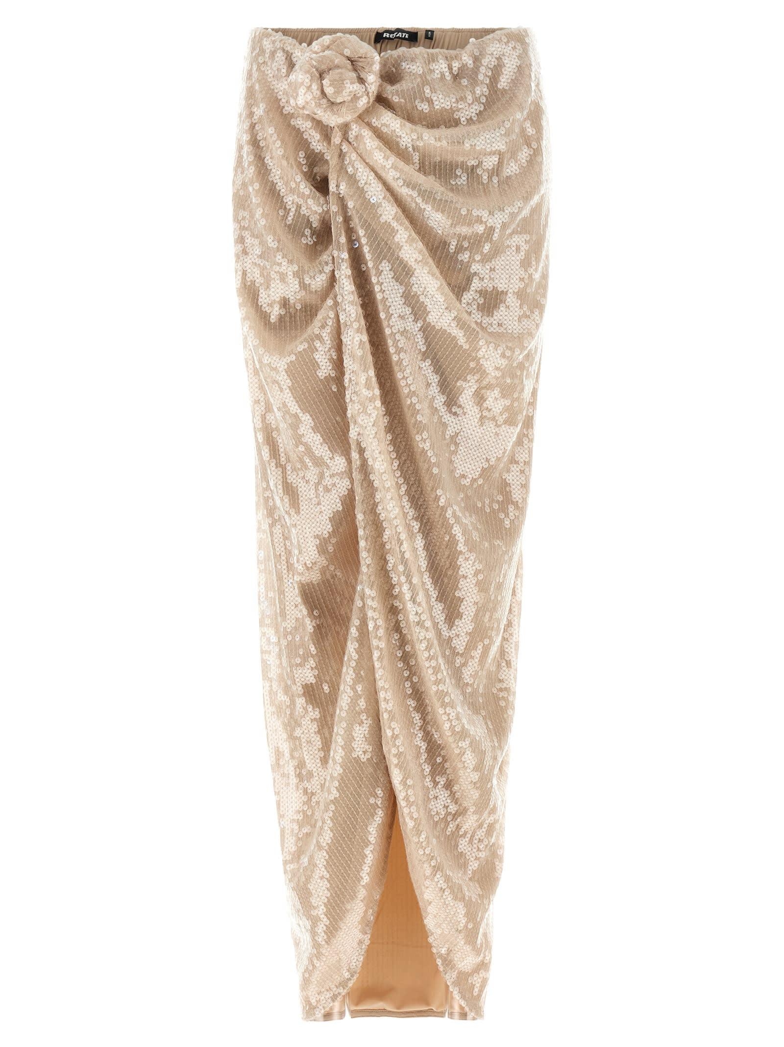 rotate by birger christensen sequins knot skirt