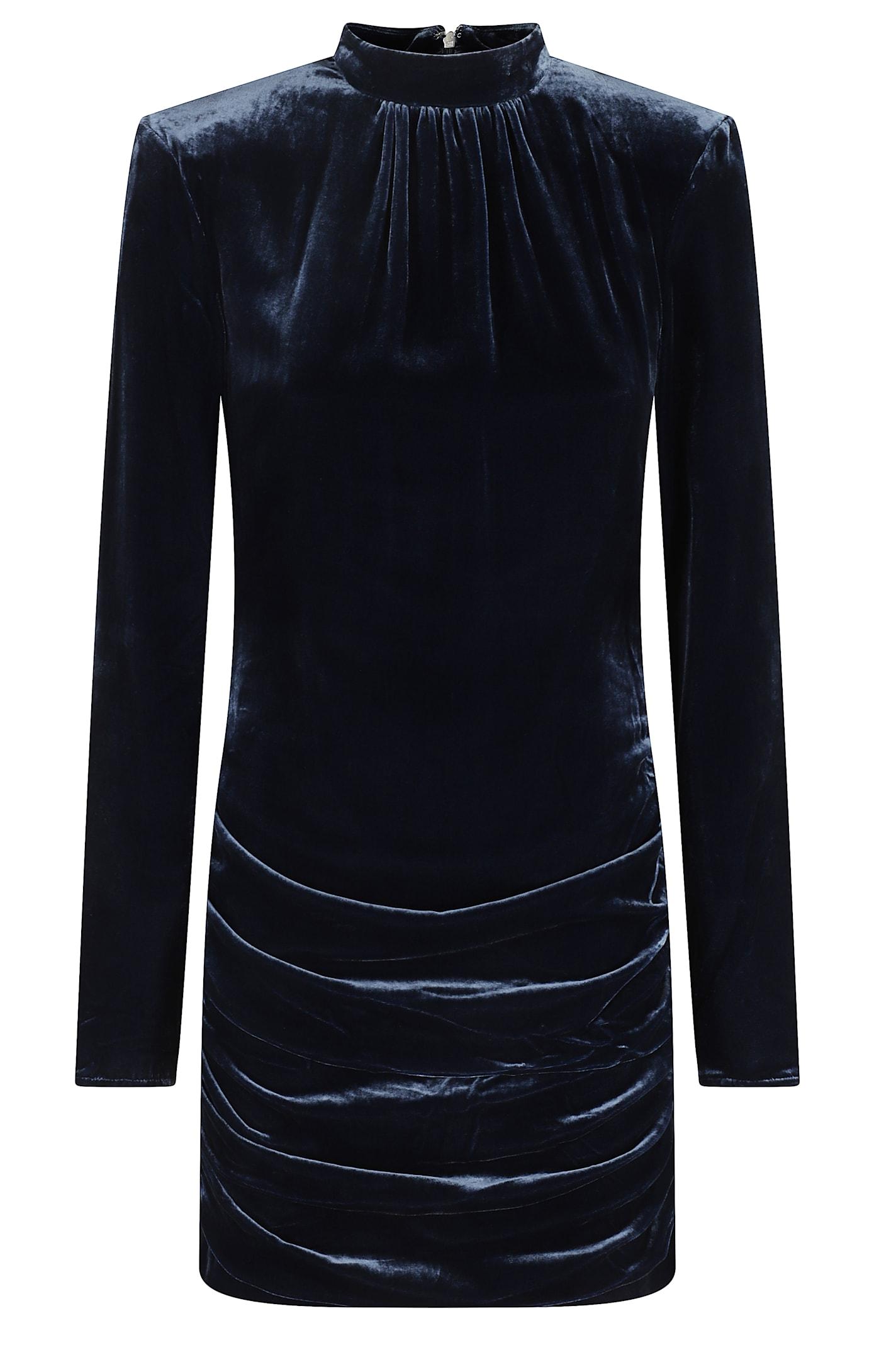 rotate by birger christensen silk velvet ls mini dress