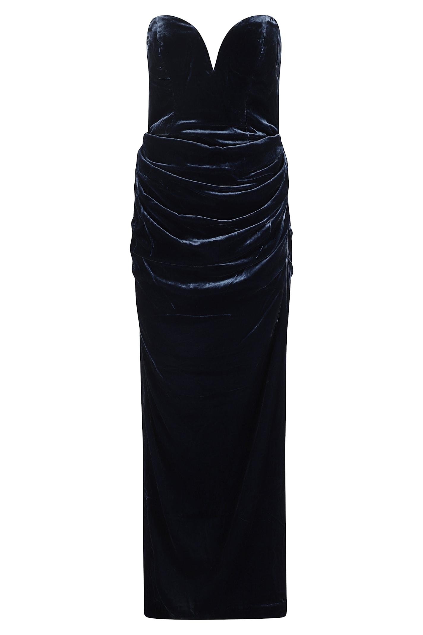 rotate by birger christensen silk velvet slit dress