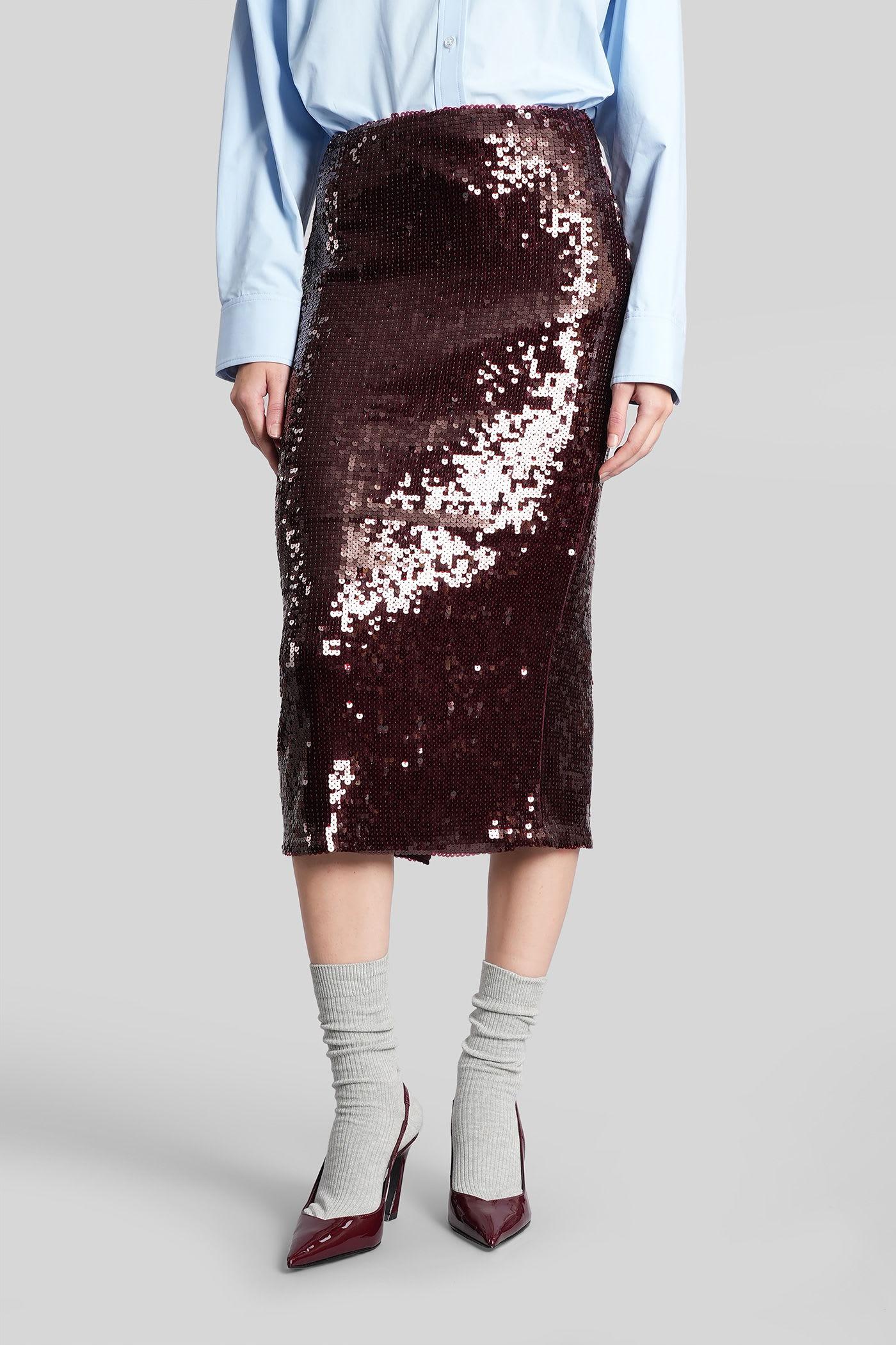 rotate by birger christensen skirt in bordeaux polyamide
