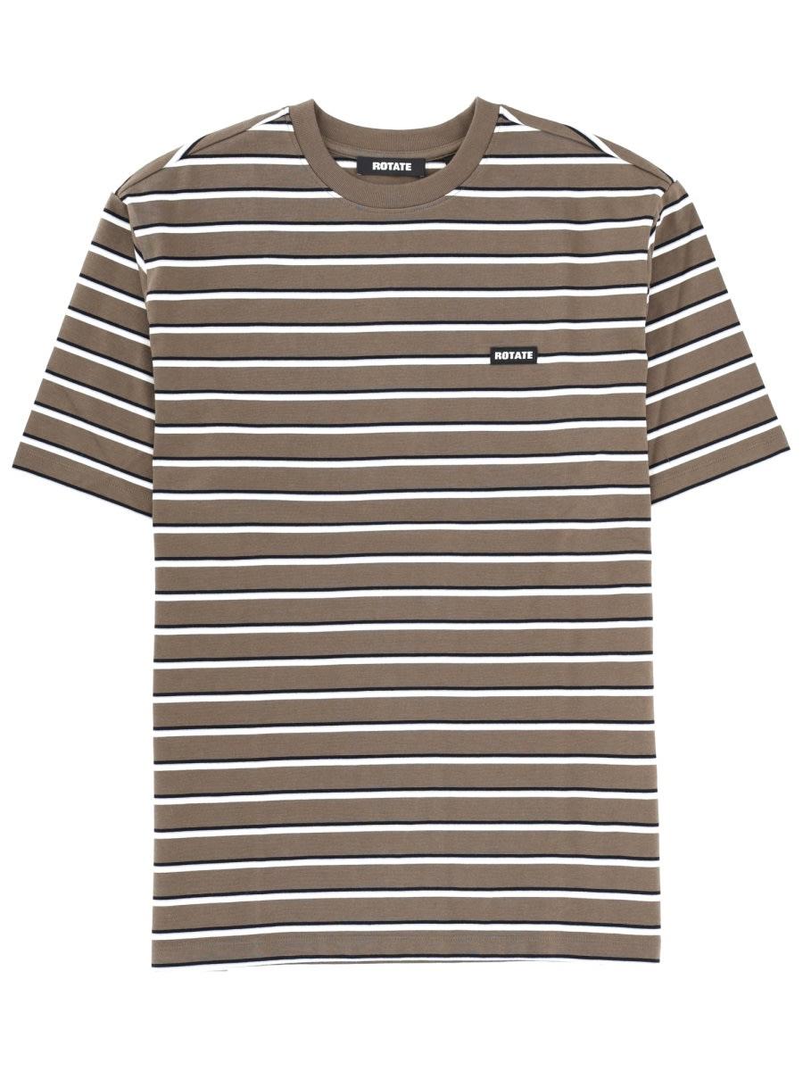 rotate by birger christensen striped logo t-shirt