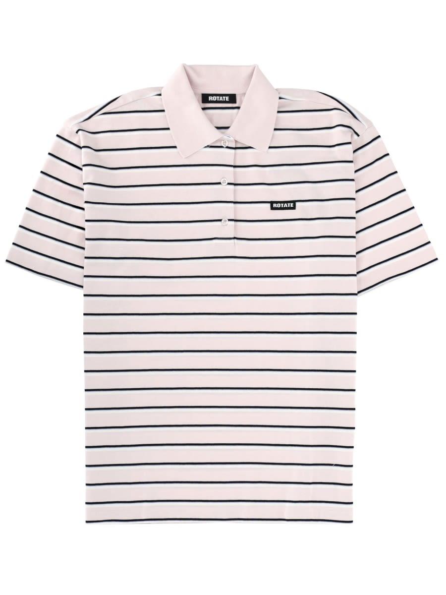 rotate by birger christensen striped polo shirt with logo