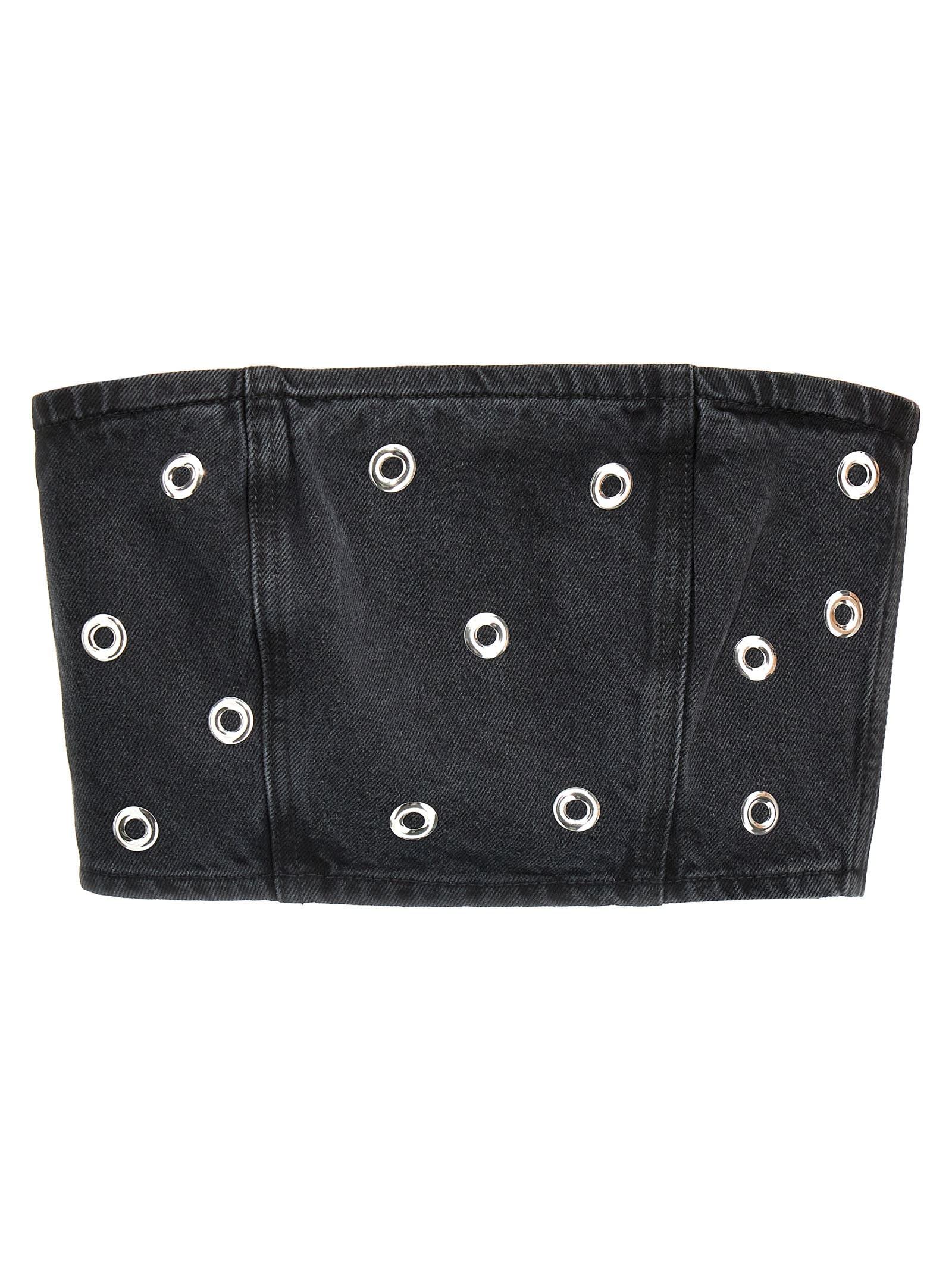 rotate by birger christensen studded denim top